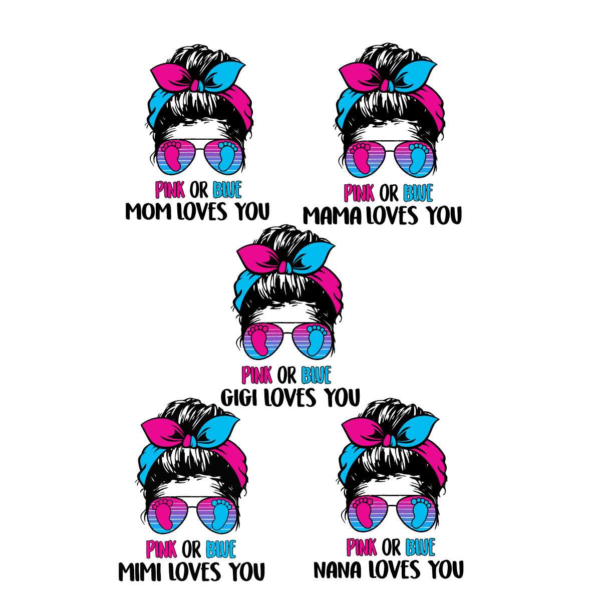 Pink or Blue Mimi loves you Gender Reveal Bundle SVG PNG Inspire Uplift