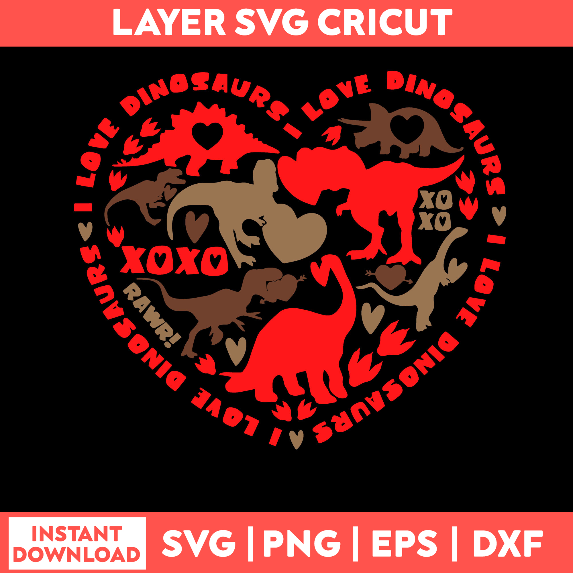 Dinosaur Heart Svg, Dinosaur Svg, Png Dxf Eps File - Inspire Uplift