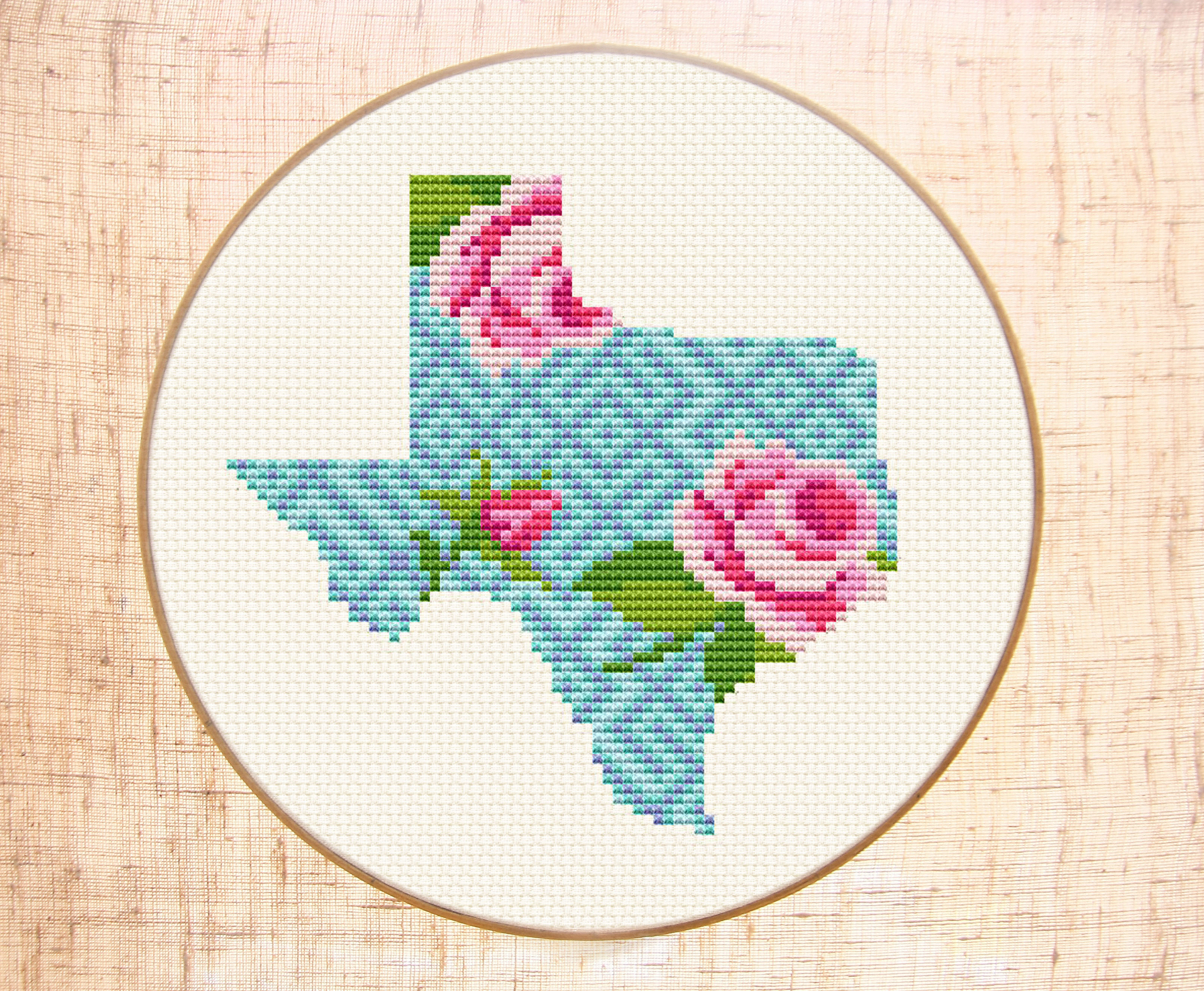 Texas cross stitch pattern Modern Floral map cross stitch Fl Inspire