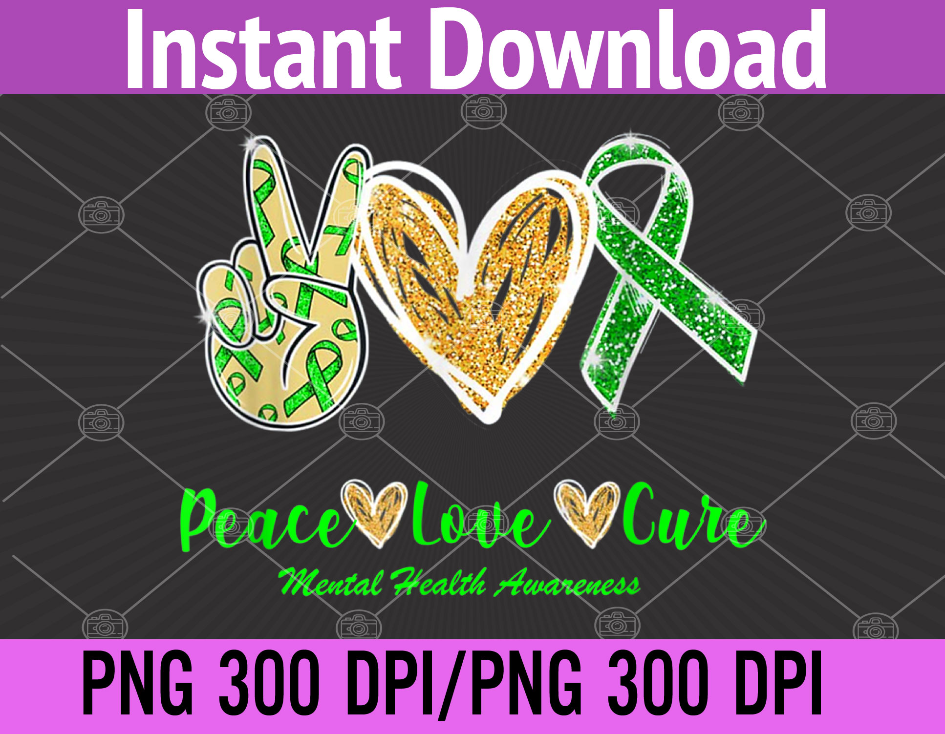 Peace Love Hope Mental Health Awareness PNG Digital Download - Inspire ...