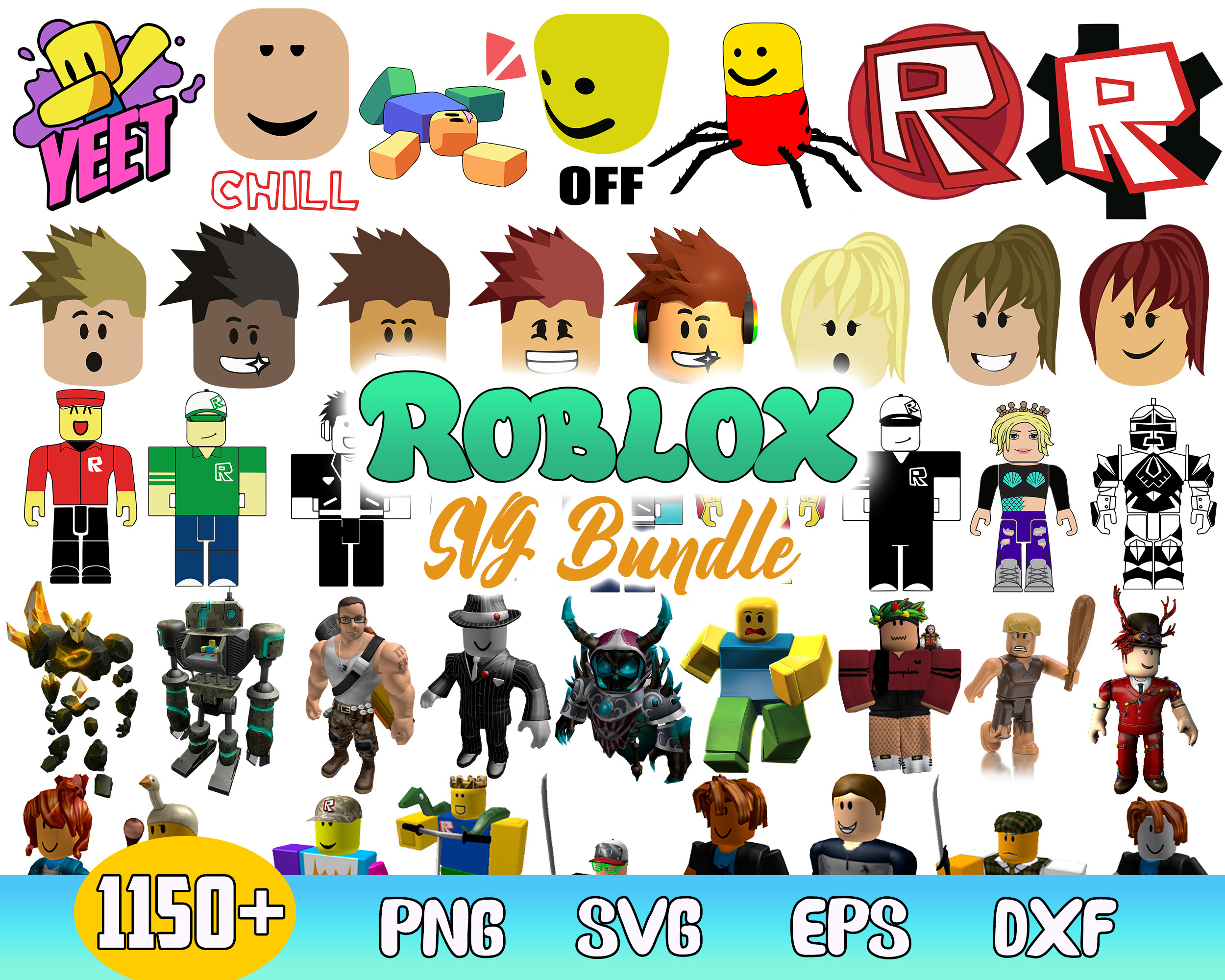 Roblox Bundle Svg, Roblox Face Svg, Roblox Character Svg, Ro | Inspire ...