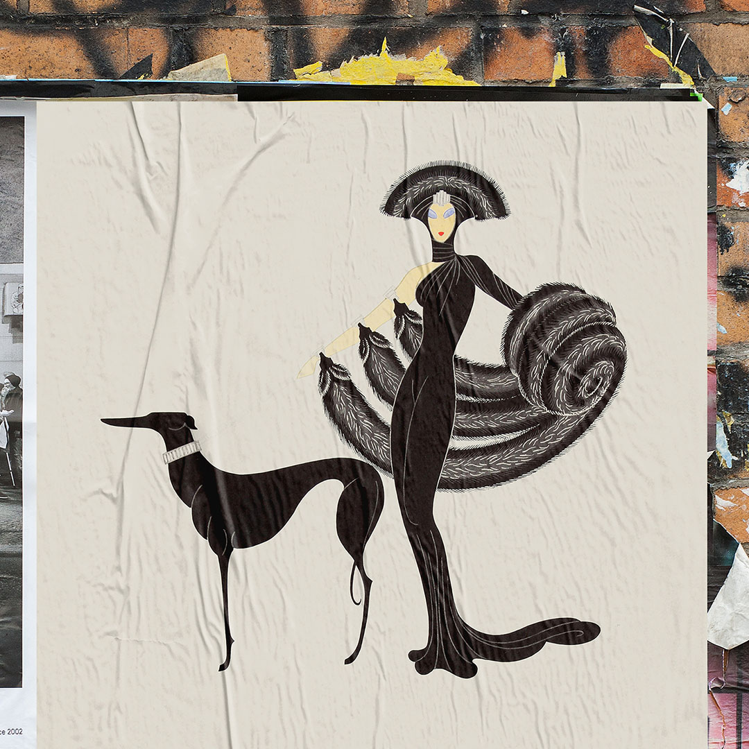 Erte - Vintage Art Deco Style Exhibition Poster, Lady And Gr
