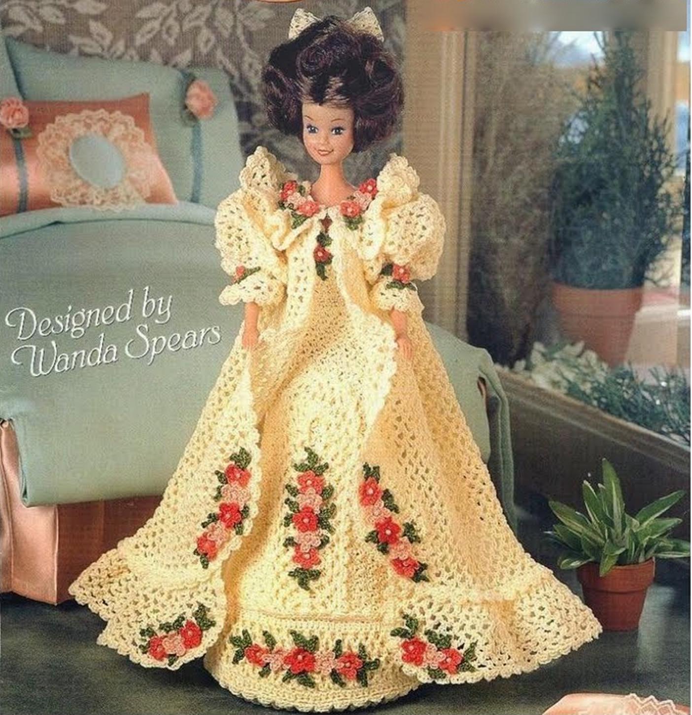 white christmas dresses Crochet Doll's Dress Pattern, 11.1/2 inch Doll, Digital Download main image 1