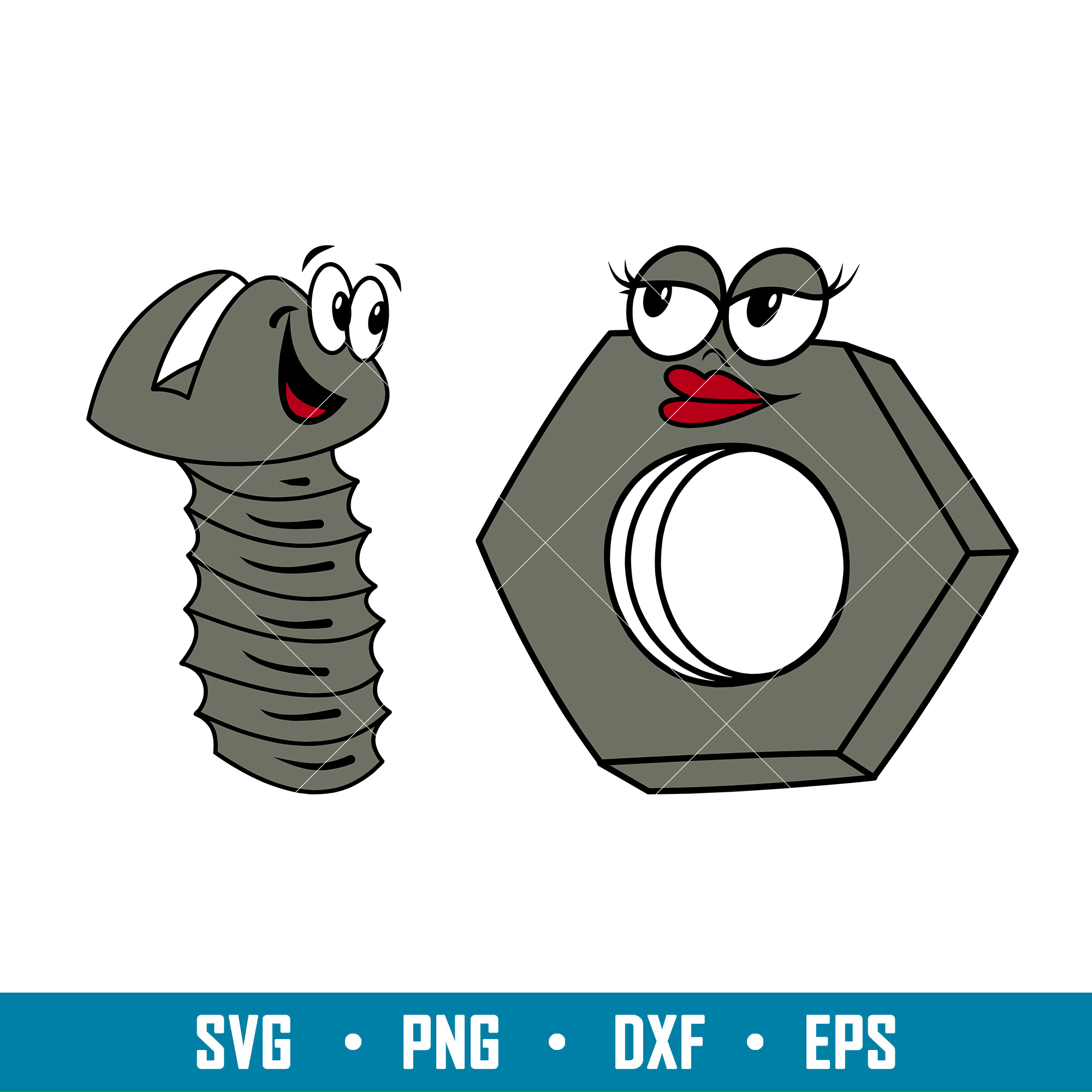 Bolt And Nut, Bolt And Nut Svg, Valentines Day Svg, Couple M Inspire