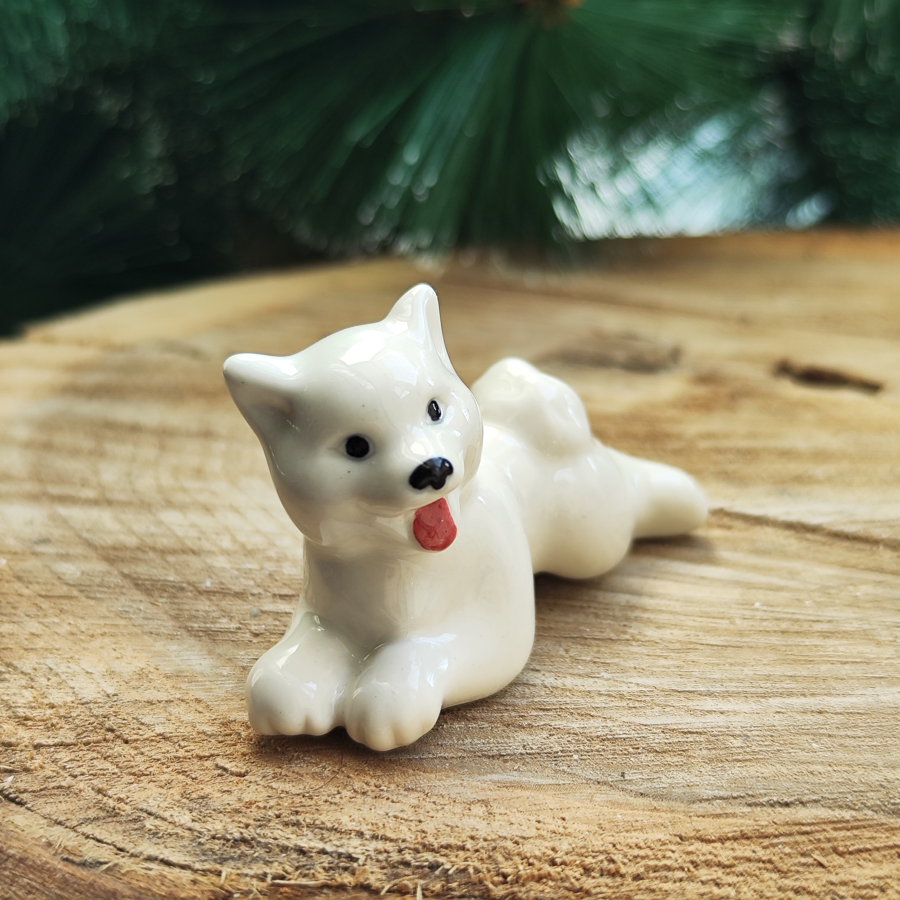 Figurine Samoyed, Spitz porcelain statuette handmade statue | Inspire ...