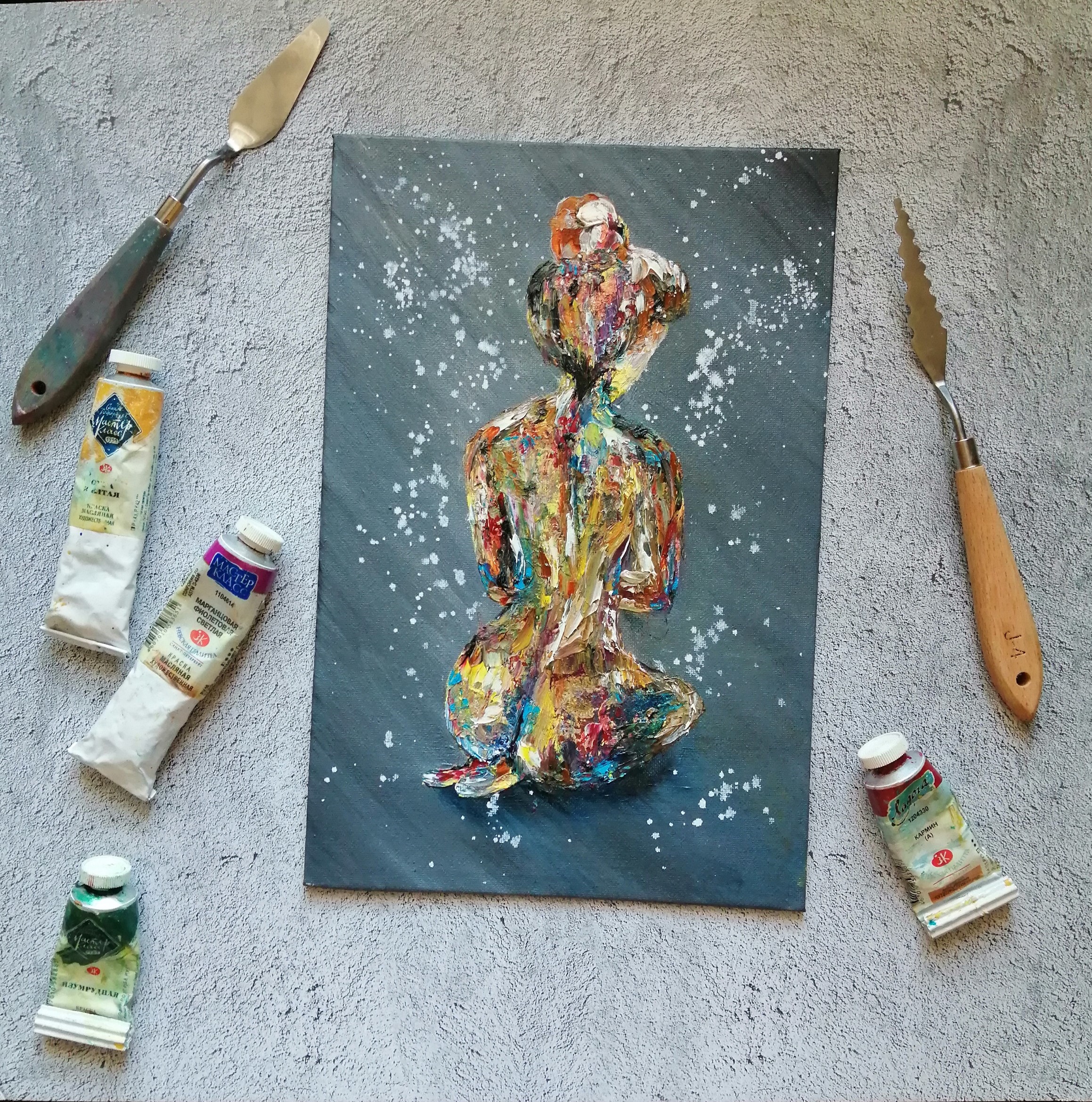 Nude Painting Original Art Naked Girl Art Wall Art 8 by12 in - Inspire