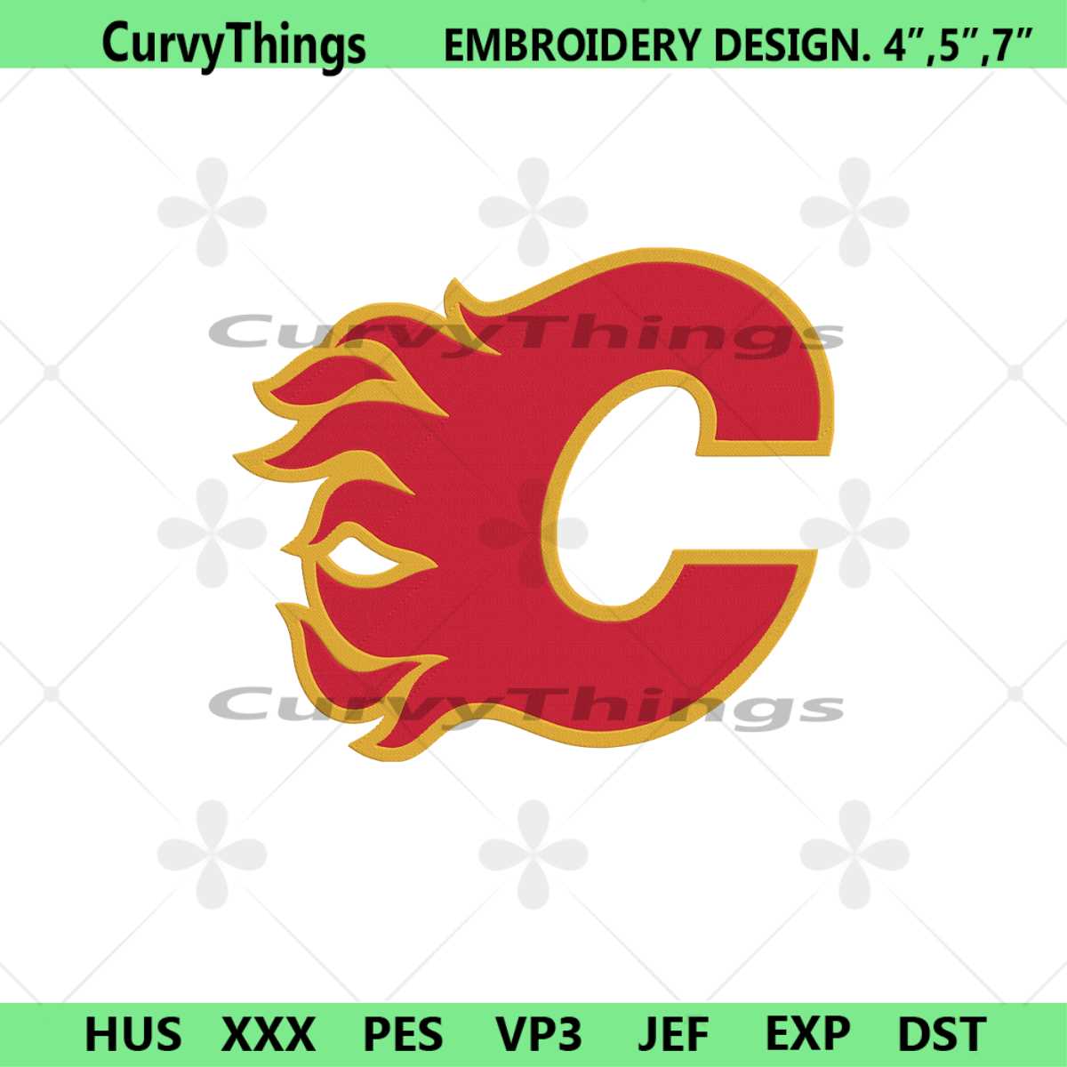 Calgary Flames Logo NHL Team Embroidery Design File - Inspire Uplift