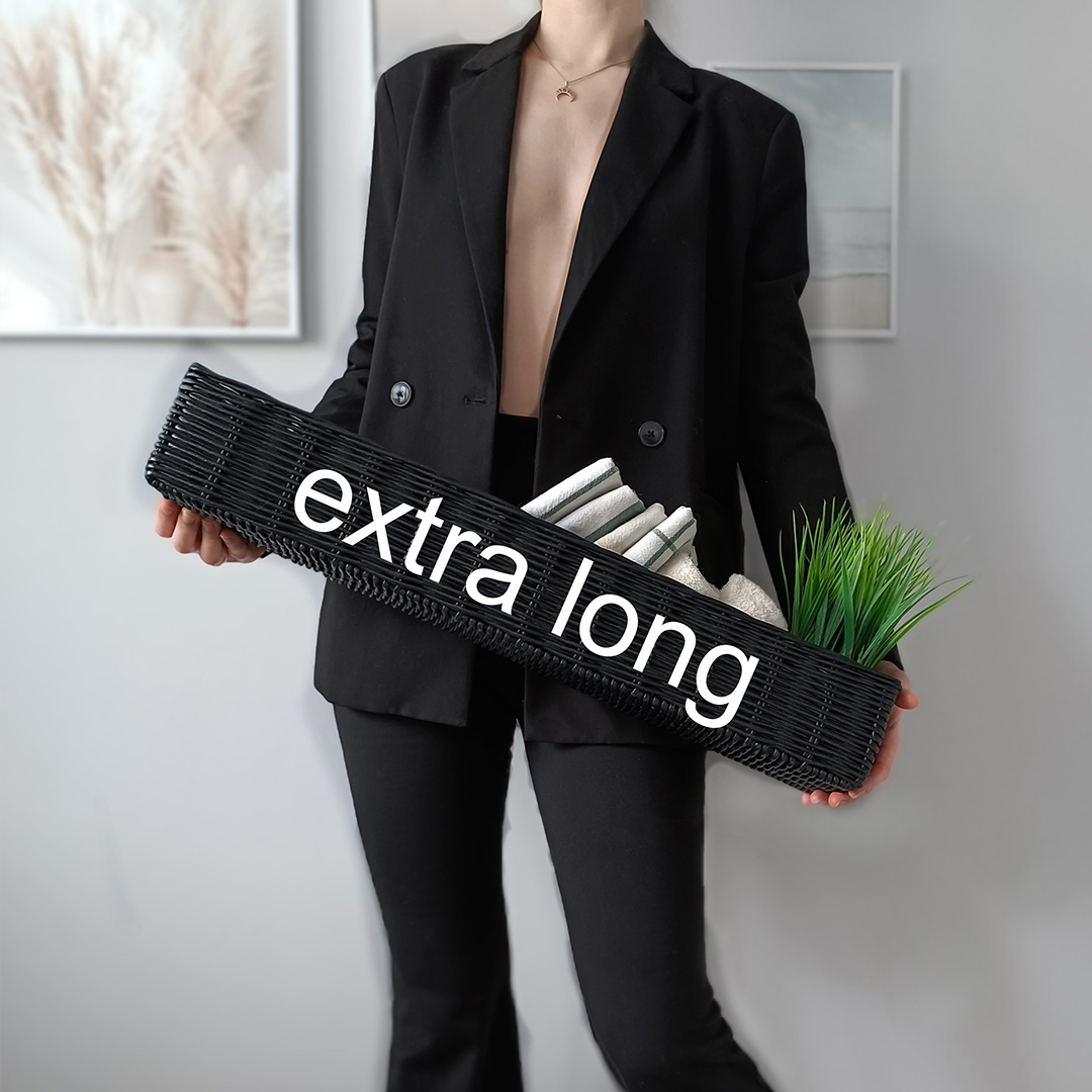 Black extra long narrow shelf basket Rectangular bathroom ba Inspire