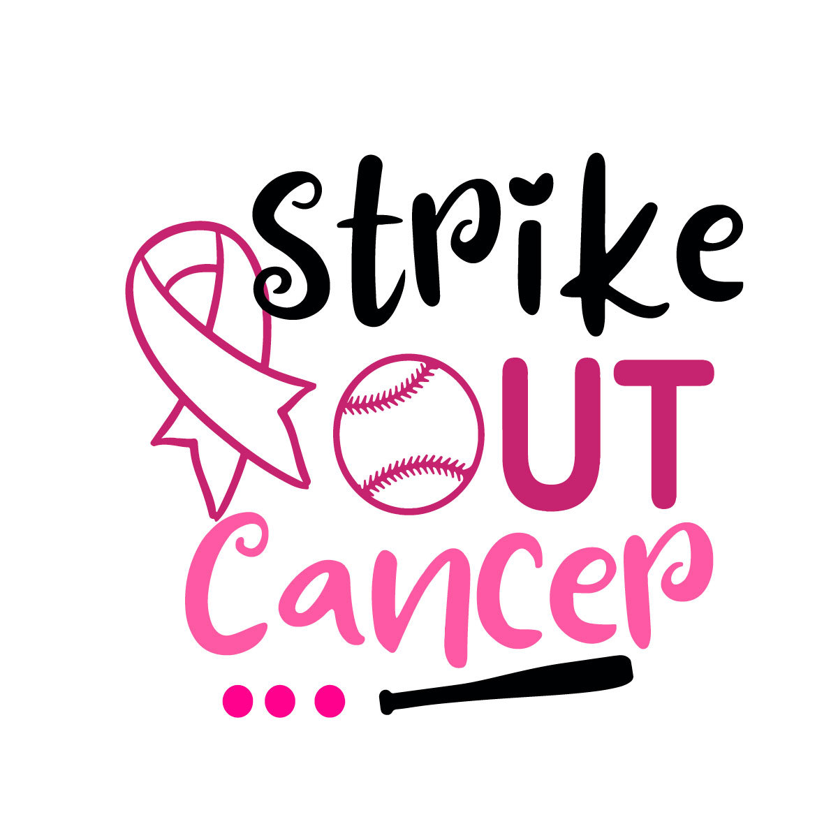 Awareness Shirt Svg Strike Out Cancer Baseball Fans Vector, - Inspire
