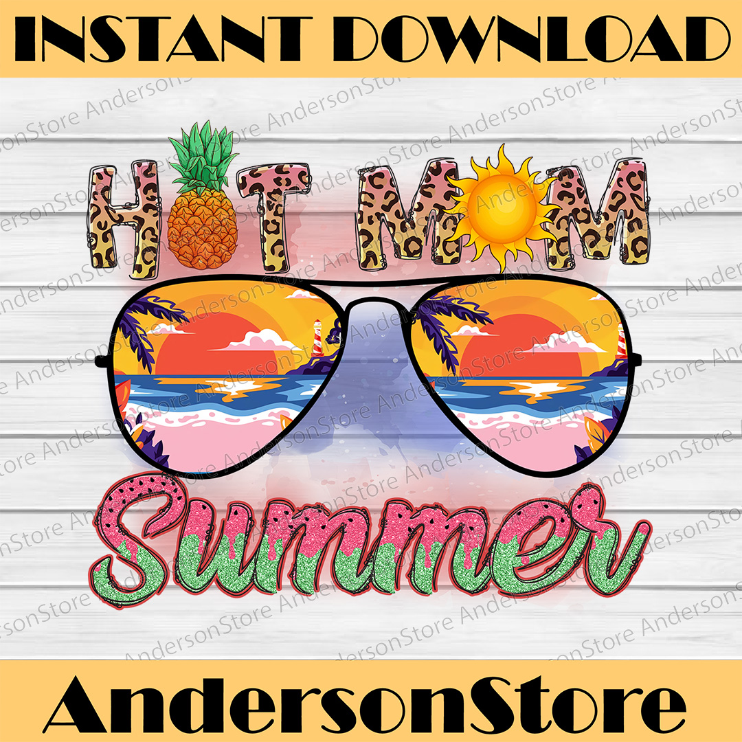 Hot Mom Summer Png, Neon Summer Beach Designs, Retro Sublima - Inspire