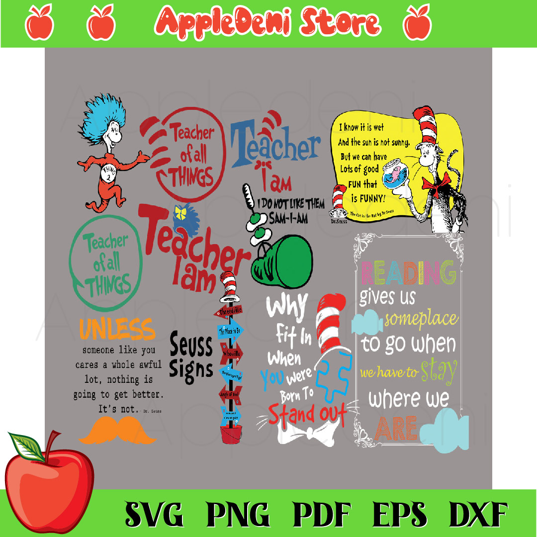 Dr Seuss Quotes Svg Bundle, Dr Seuss Svg, Green Eggs And Ham | Inspire ...