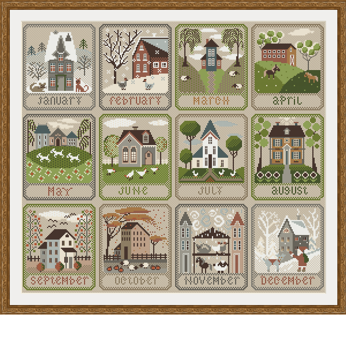 Cross Stitch Calendar Primitive Sewing Months of the Year Vi | Inspire ...