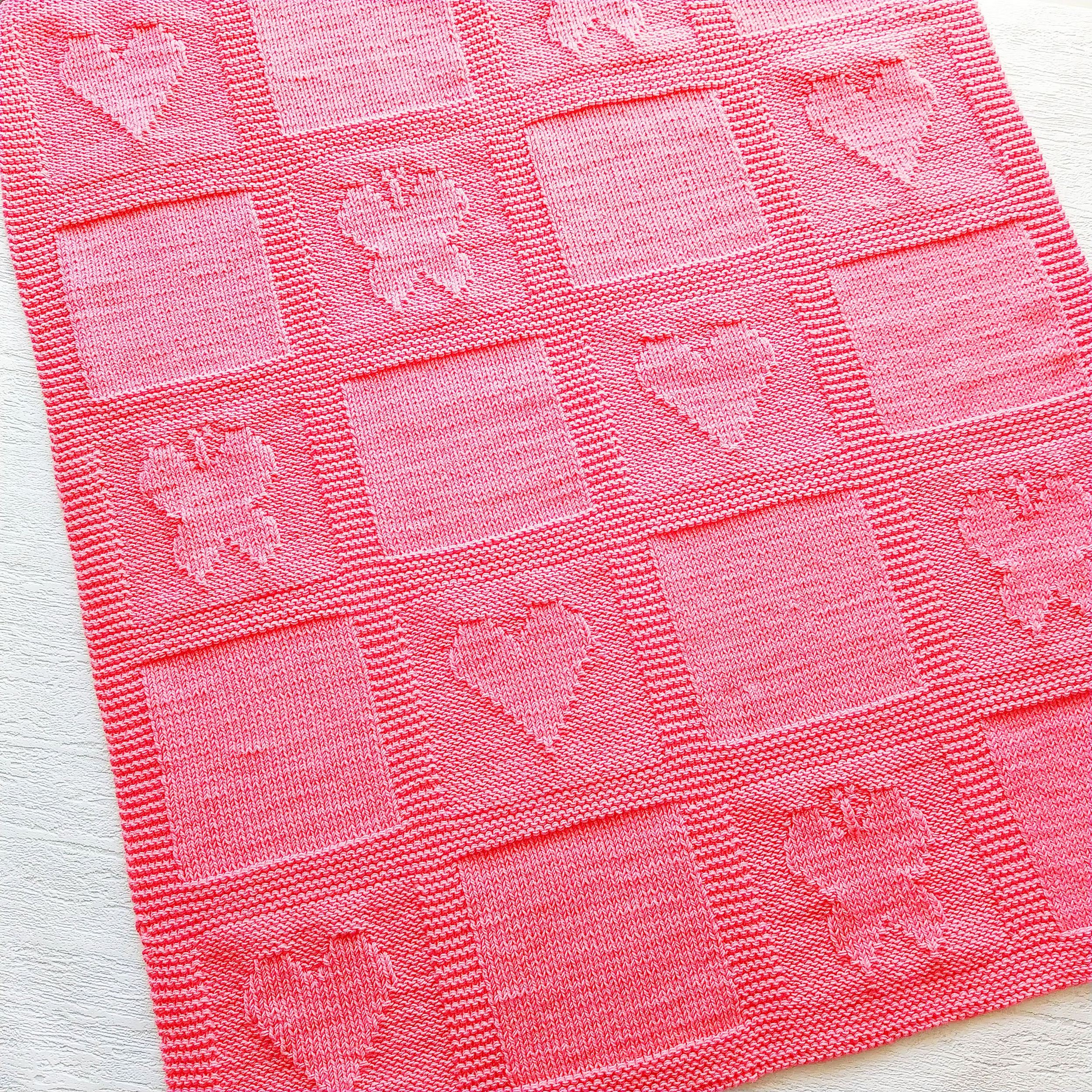Heart baby blanket knitting pattern Baby girl knit blanket p