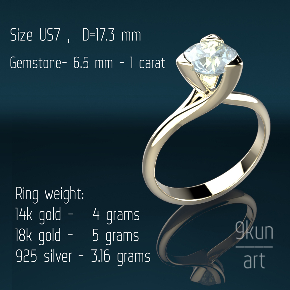1. Wedding ring / Engagement ring . US7 size ,1 carat. CAD 