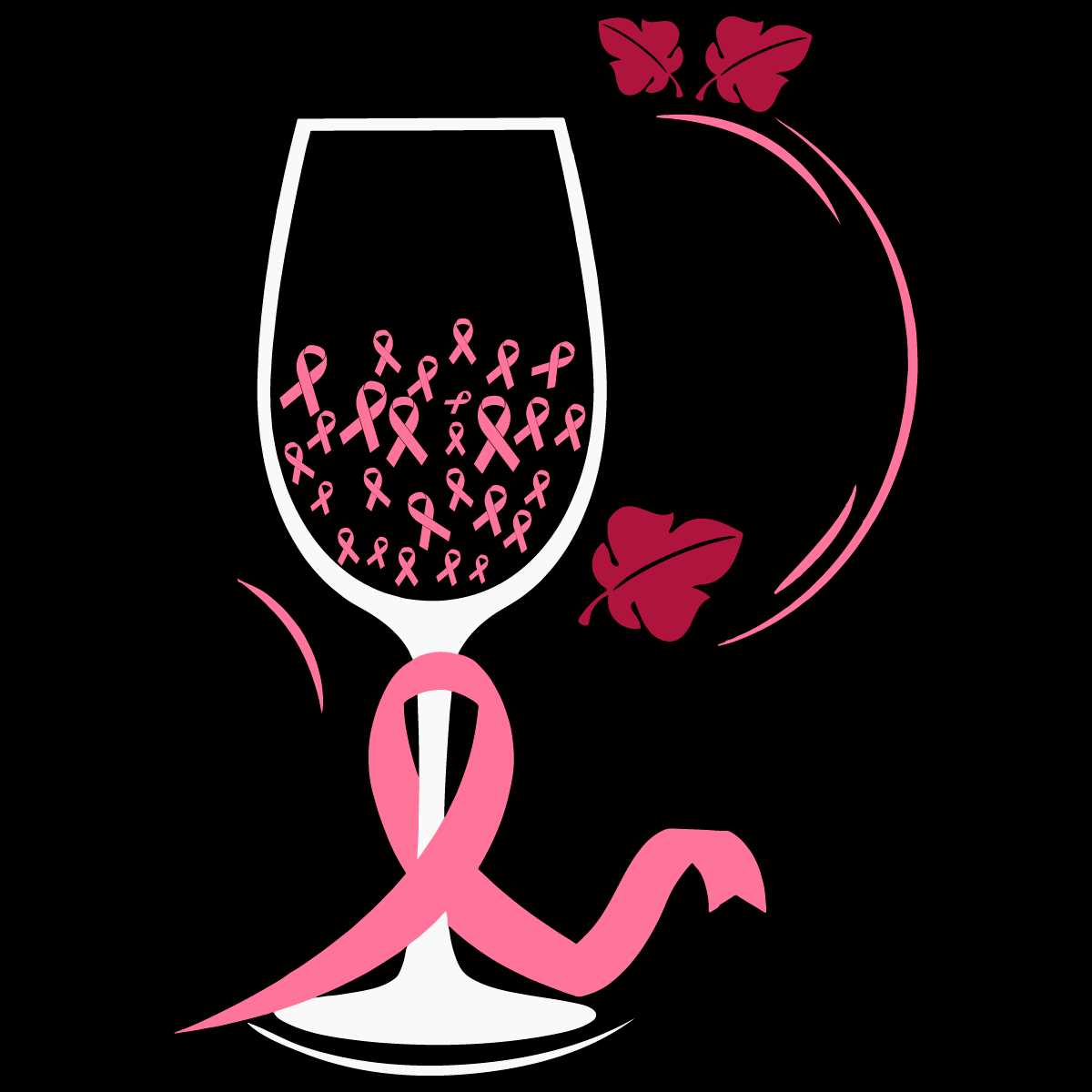 Wine Glass Pink Ribbon Breast Cancer SVG PNG, Breast Cancer | Inspire ...