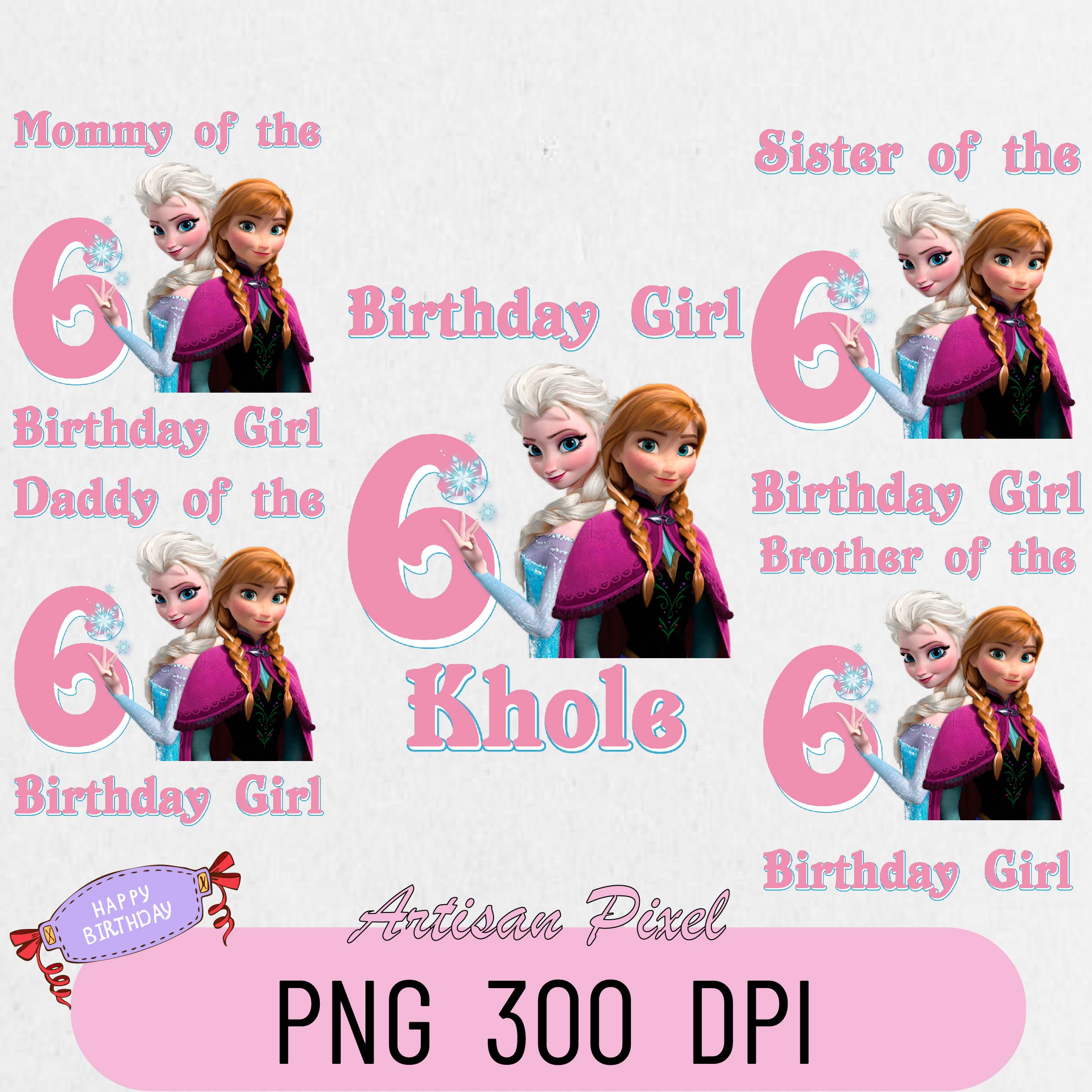 Elsa Anna Frozen Birthday Png, Custom Family Matching Png, K | Inspire ...