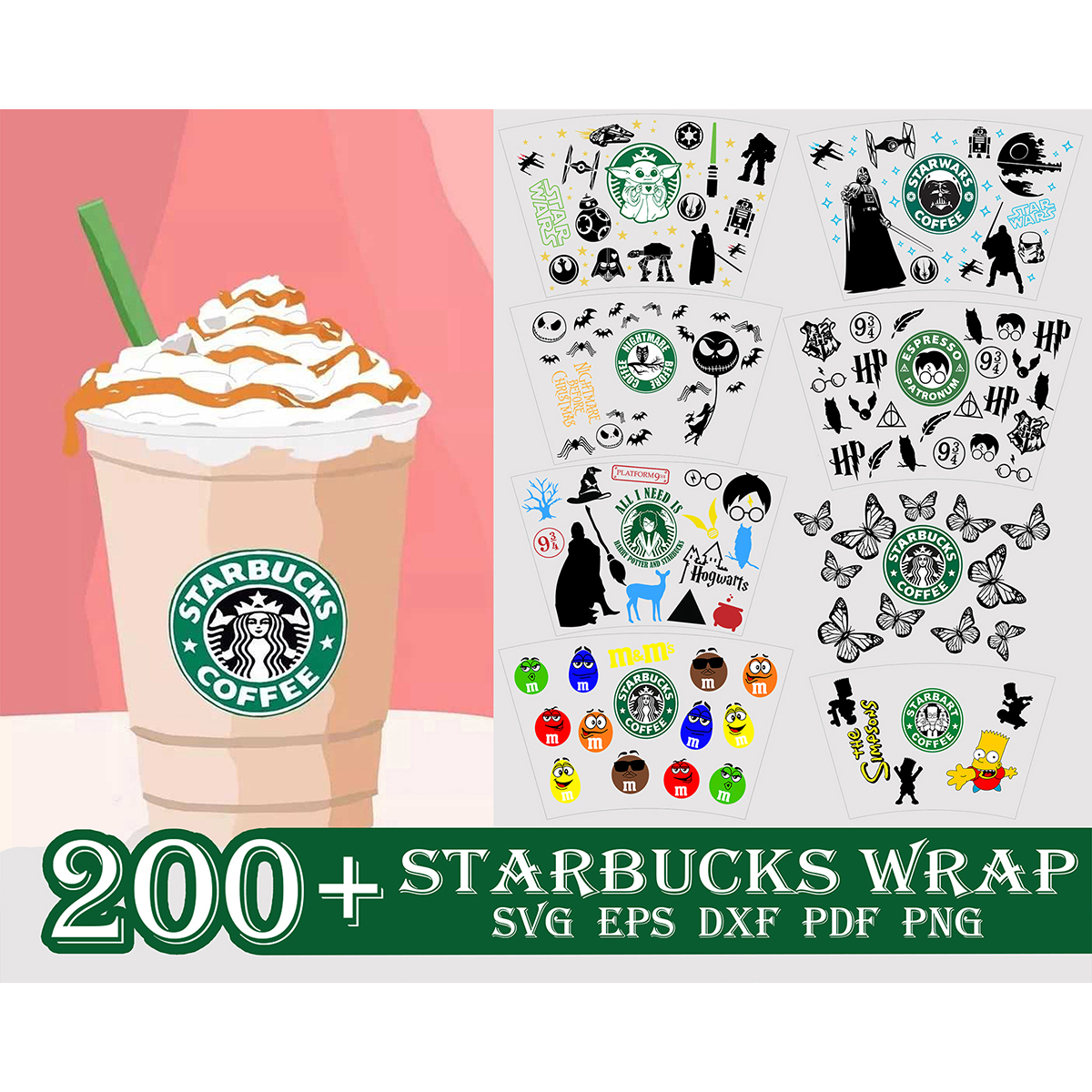 200 Starbucks Wrap, Starbucks Wrap, Starbucks svg, Starbucks Inspire