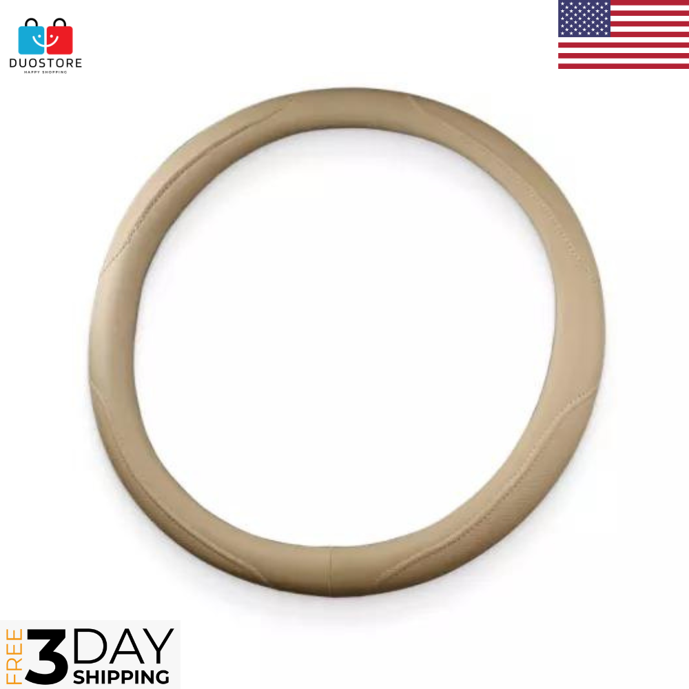 15" Steering Wheel Cover Beige Polyurethane Leather Steering Inspire Uplift