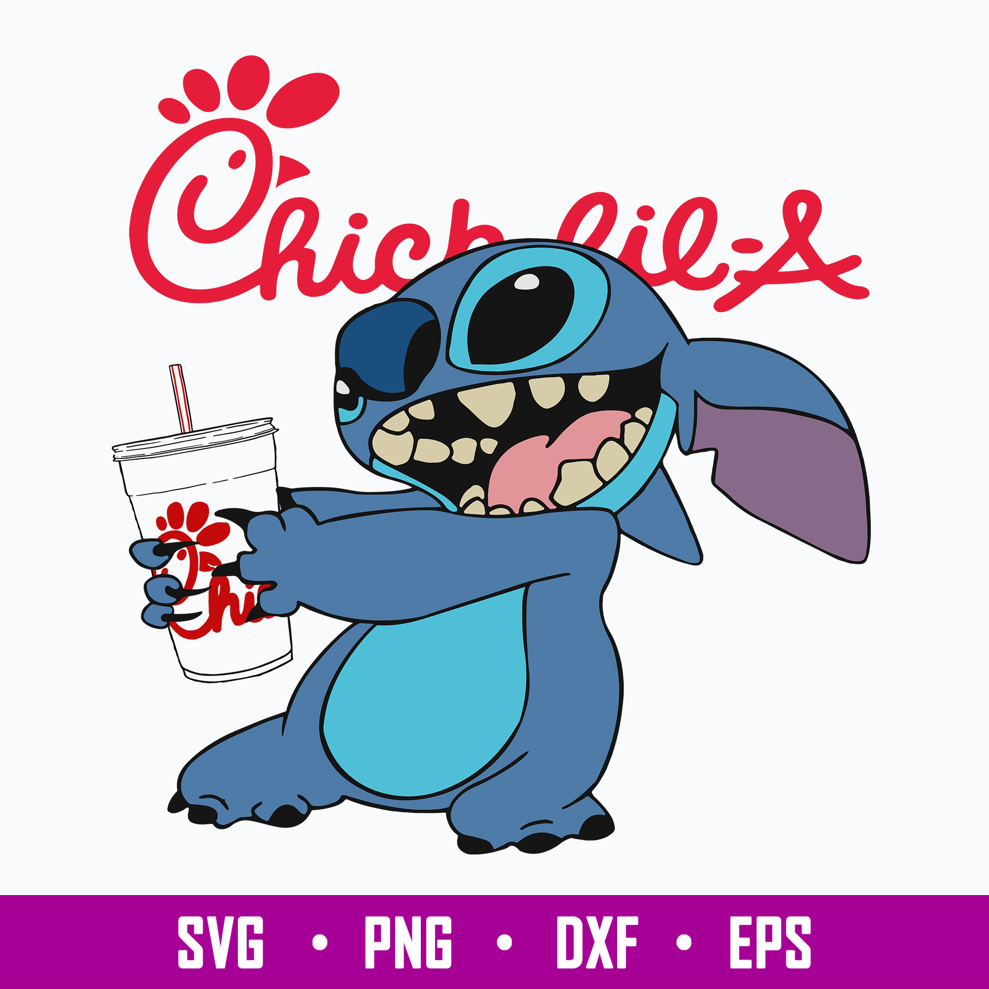 Stitch Chick Fil A Svg, Stitch Coffee Svg, Stitch Cartoon Sv Inspire