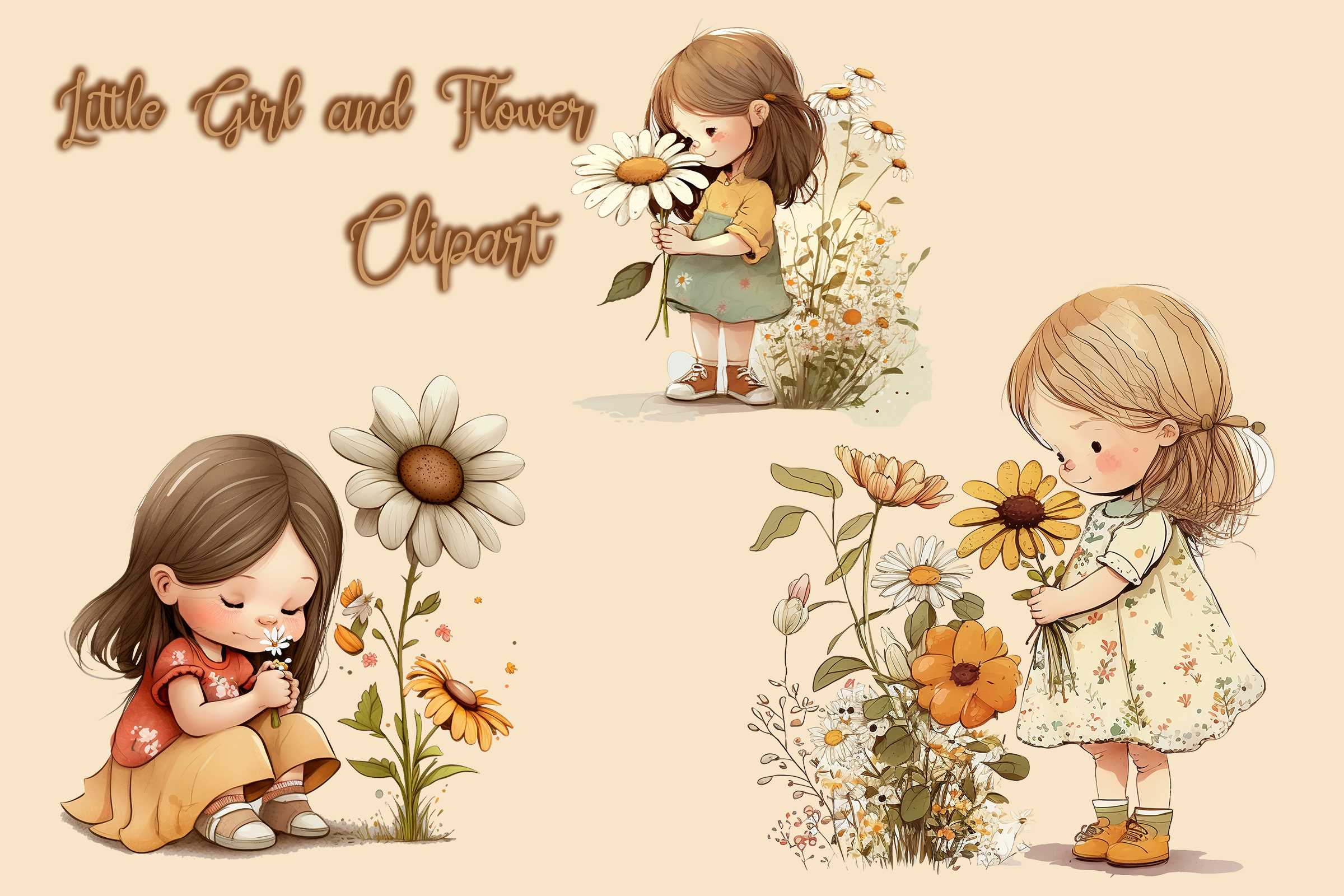 Little Girl and Flower Clipart | Inspire Uplift