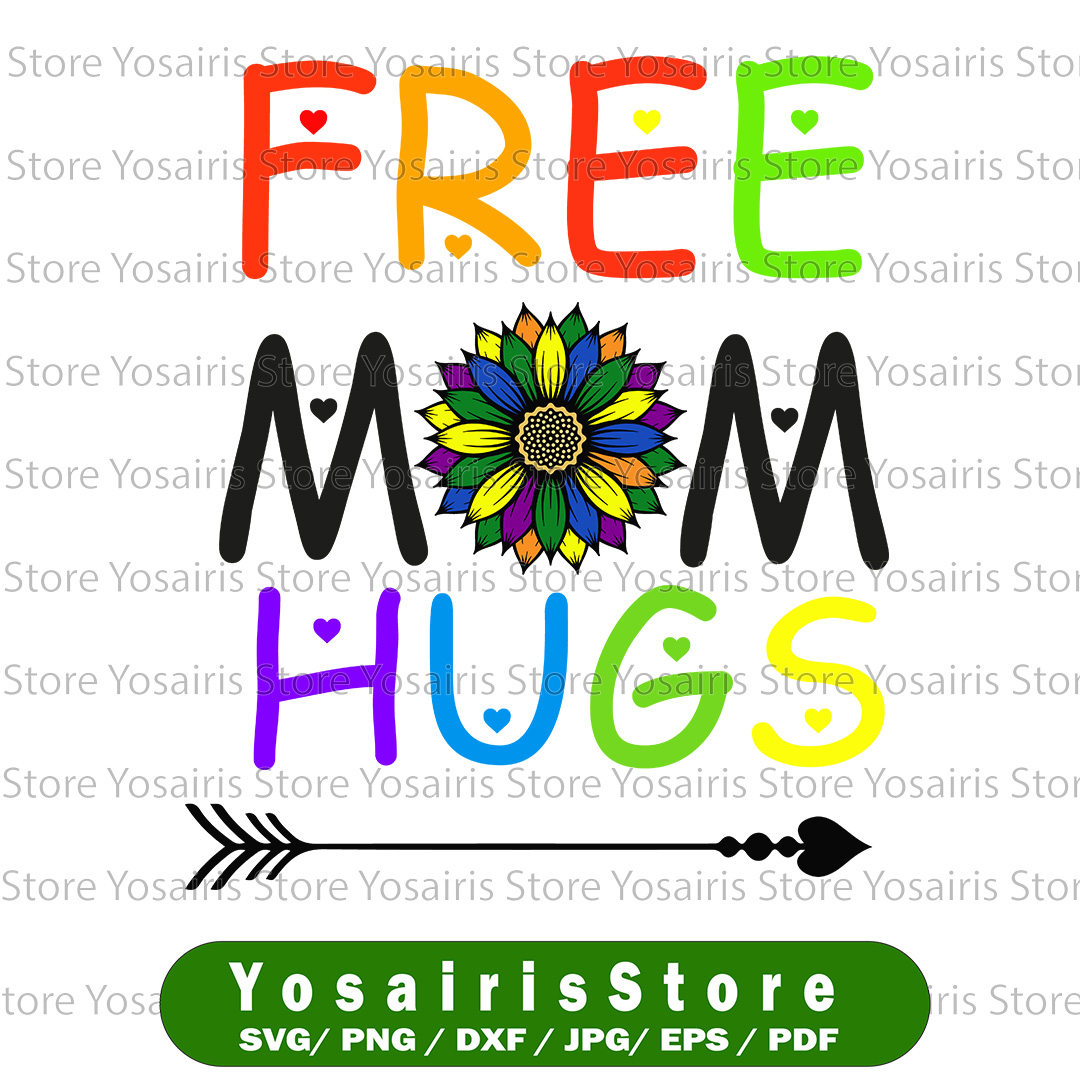 Free Mom Hugs Svg, Daisy Rainbow Heart LGBT Svg, Pride Month - Inspire ...