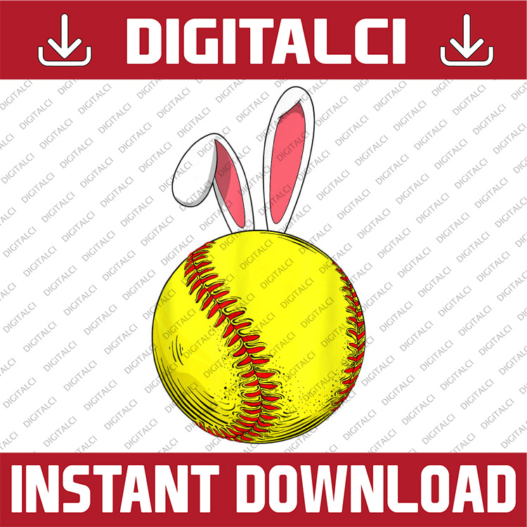 Easter Softball Bunny Rabbit Ears Softball Easter Day Png, H Inspire