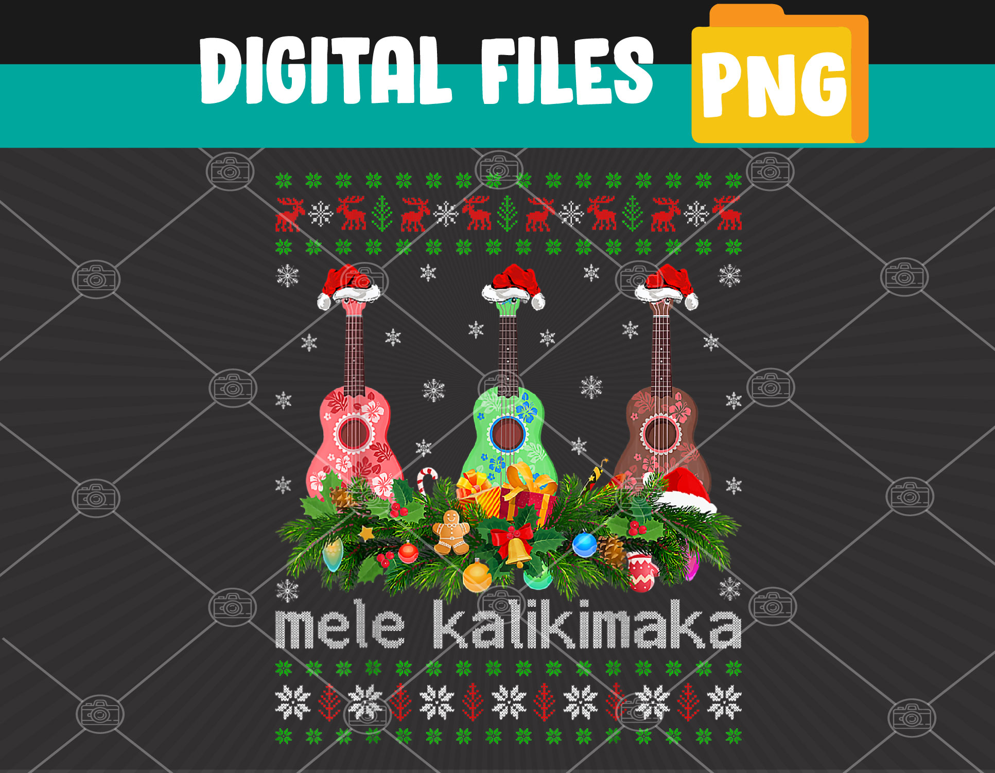 Mele Kalikimaka Ukulele Guitar Gift Ugly Ukulele Christmas P | Inspire ...