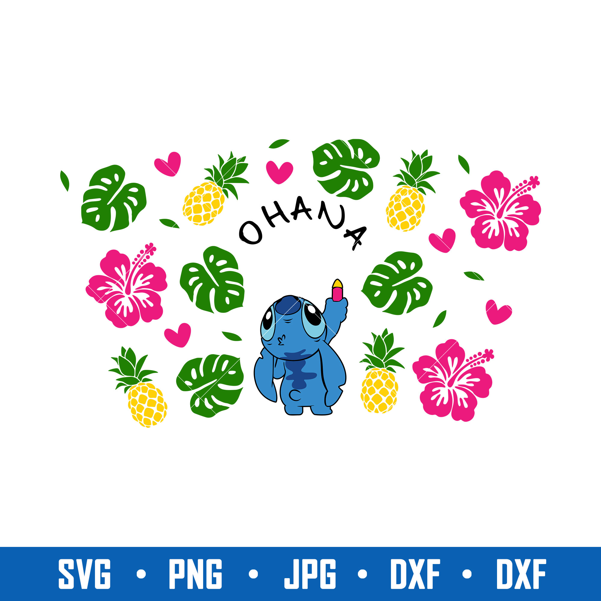 Ohana Stitch Summer Full Wrap Svg, Ohana Stitch Svg, Stitch