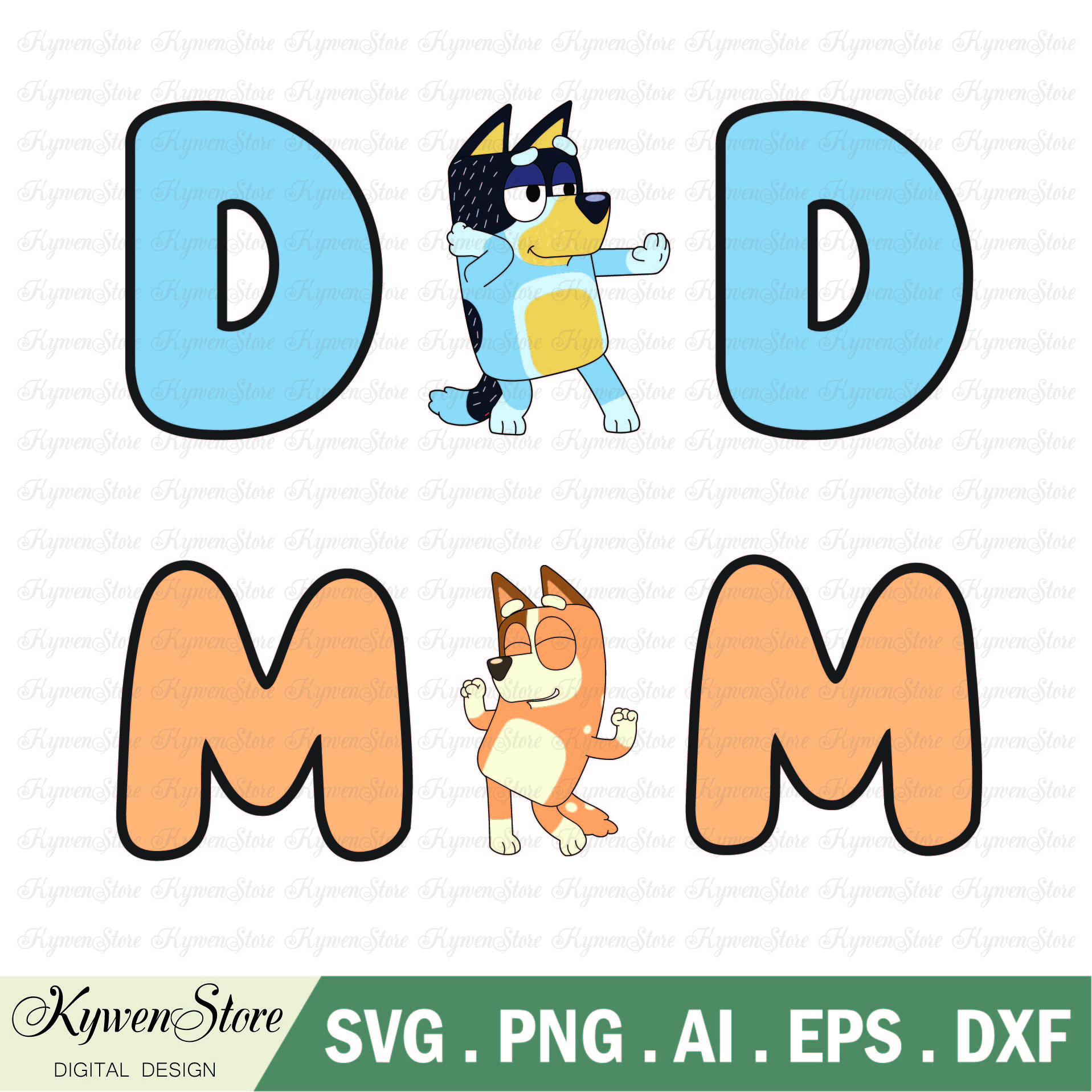 Bluey Dad Svg, Bluey Cut Files For Cricut, Bluey Mom Svg, Bl | Inspire ...