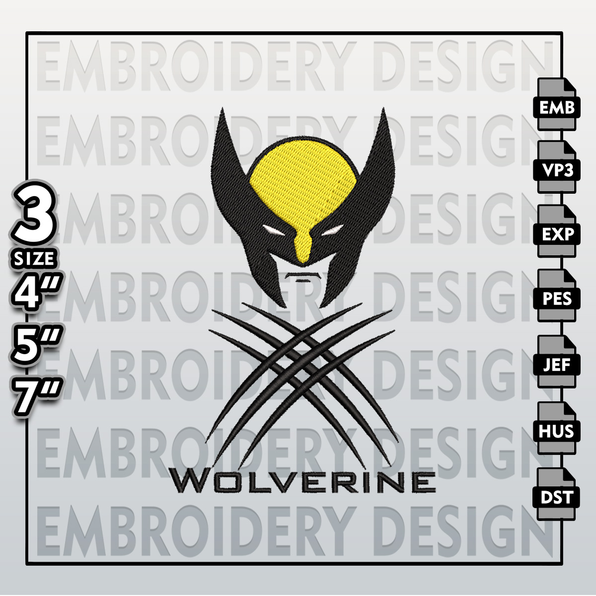Wolverine Embroidery Designs, Marvel Comics Embroidery File Inspire
