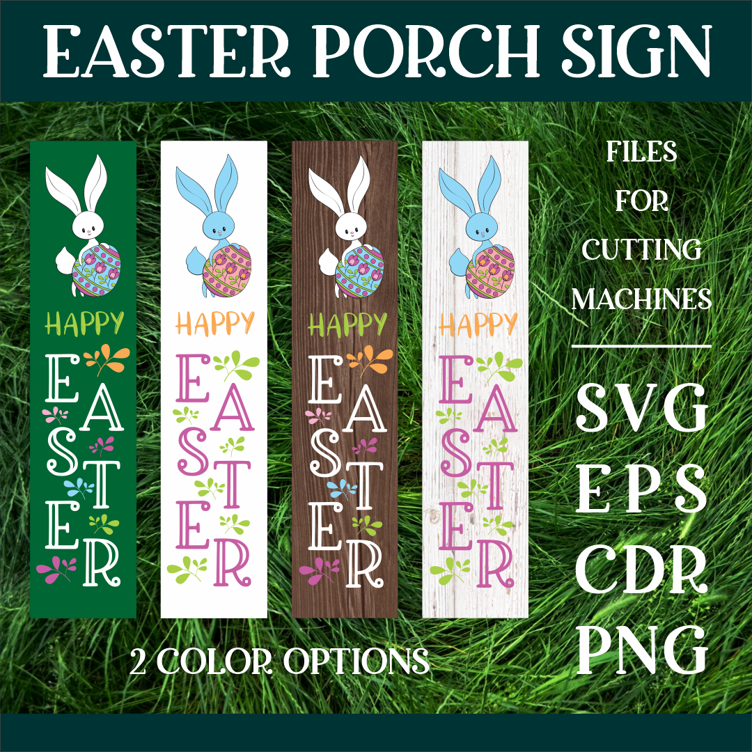 HiParty Easter Porch Sign Banner - 72x12 Inch Polyester Fabric Door Decor With Ribbon