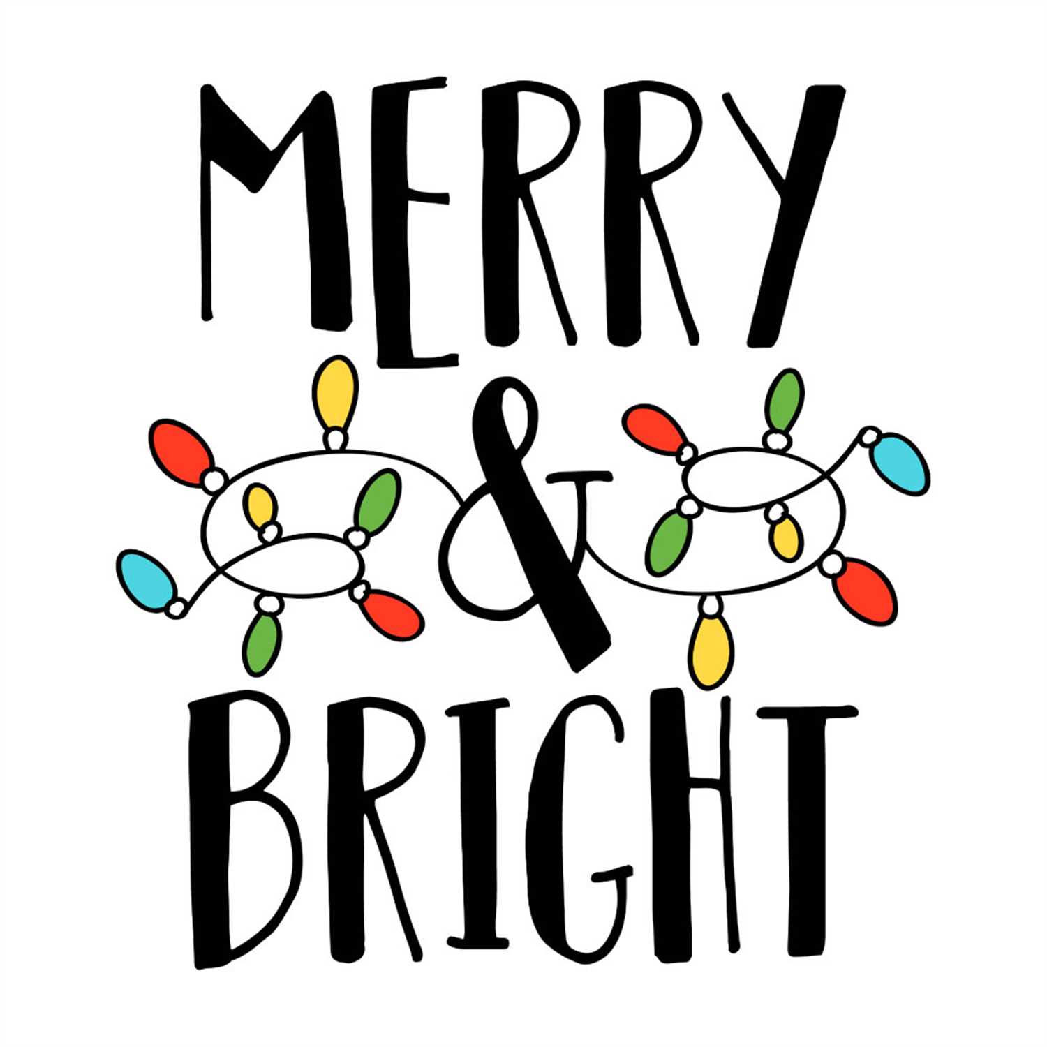 Merry Bright Christmas Fairy Lights SVG PNG, Christmas Decor Inspire