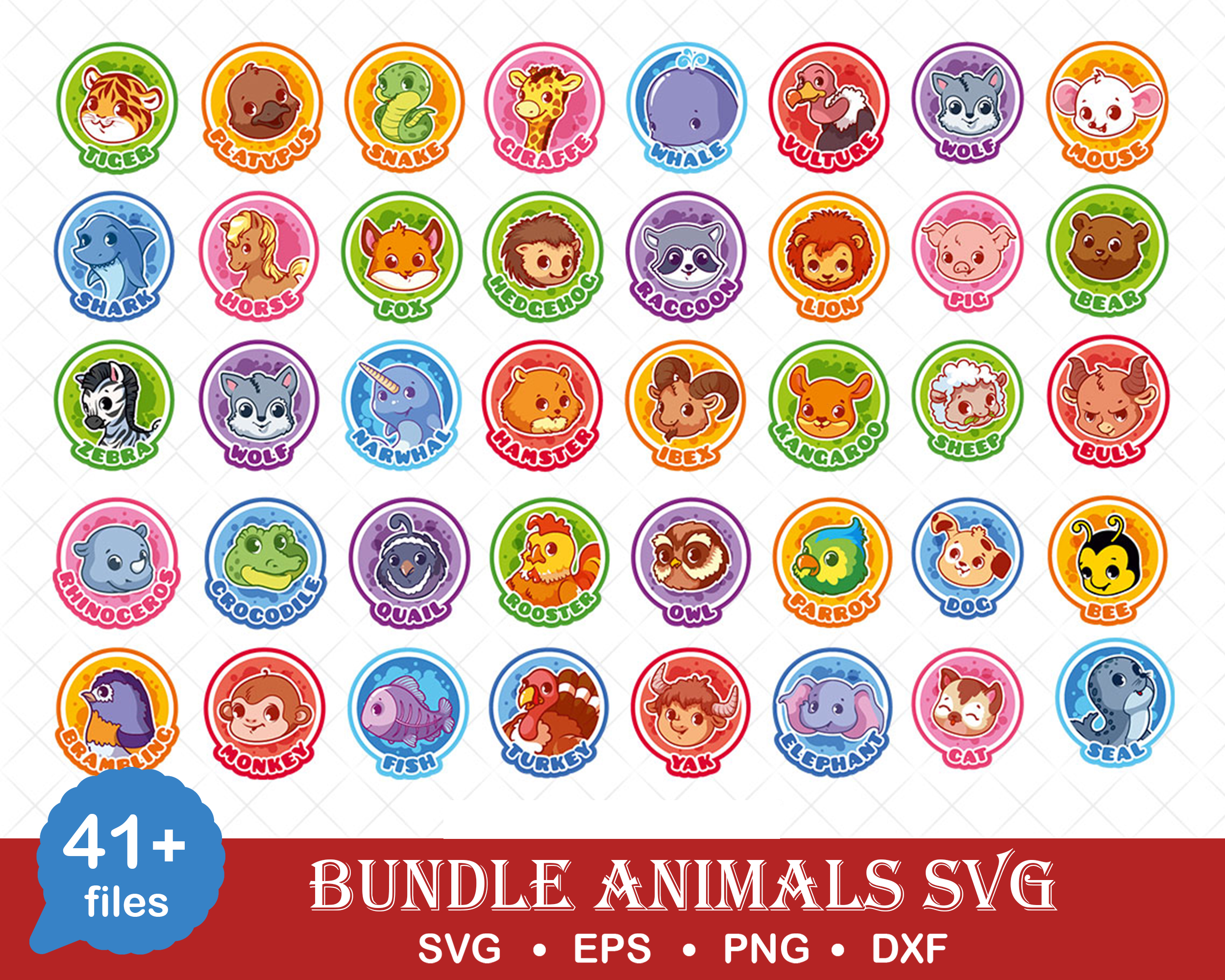 Animals Cute Svg, Animal Lover Svg, Cartoon, Animals Svg Bun - Inspire ...