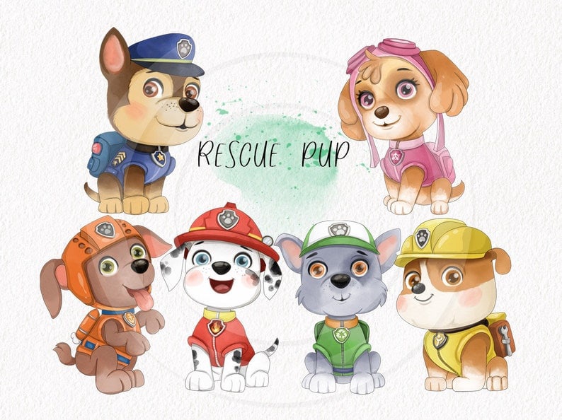 Paw Patrol watercolor clipart Inspire Uplift