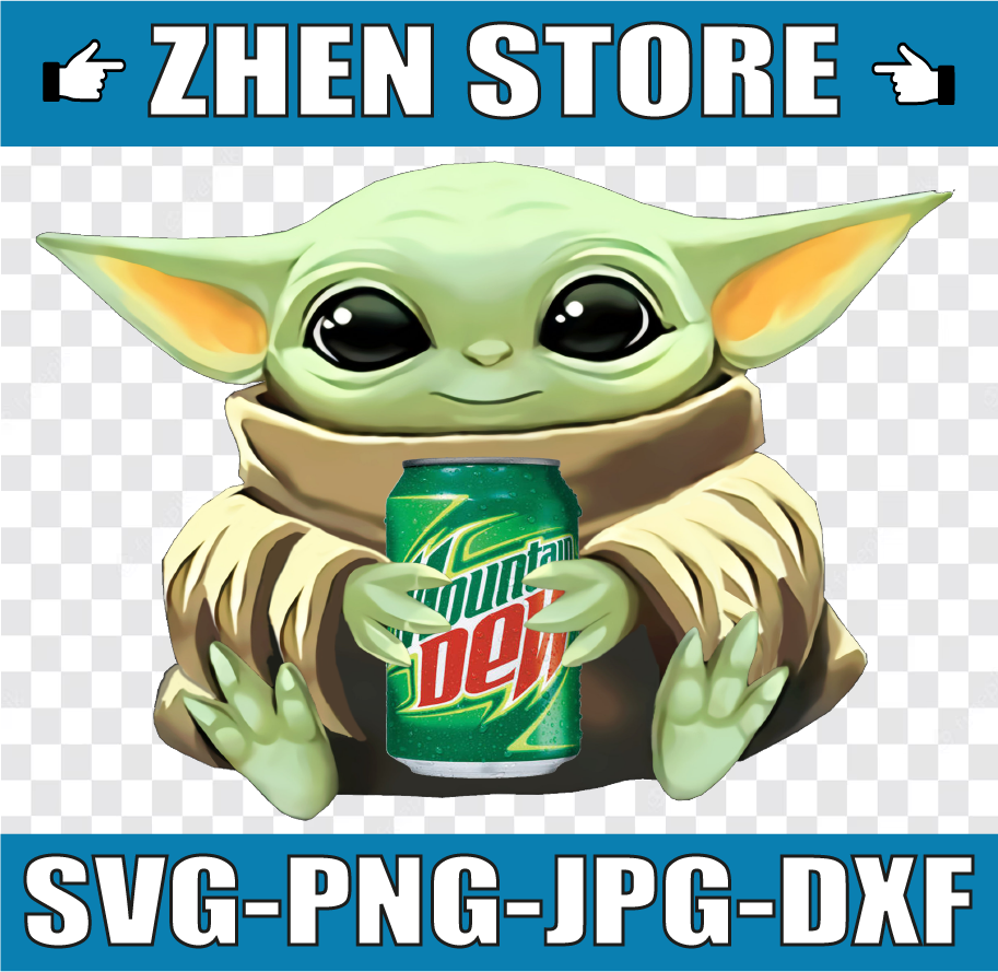 Baby Yoda with Mountain Dew PNG, Baby Yoda png, Sublimation Inspire