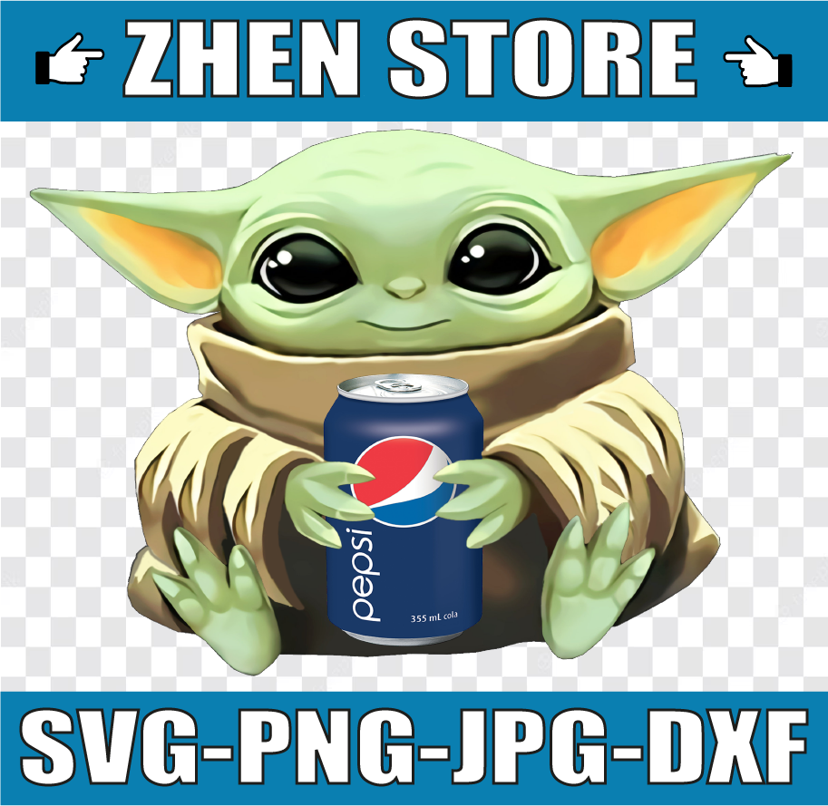 Baby Yoda with Pepsi PNG, Baby Yoda png, Sublimation ready, Inspire