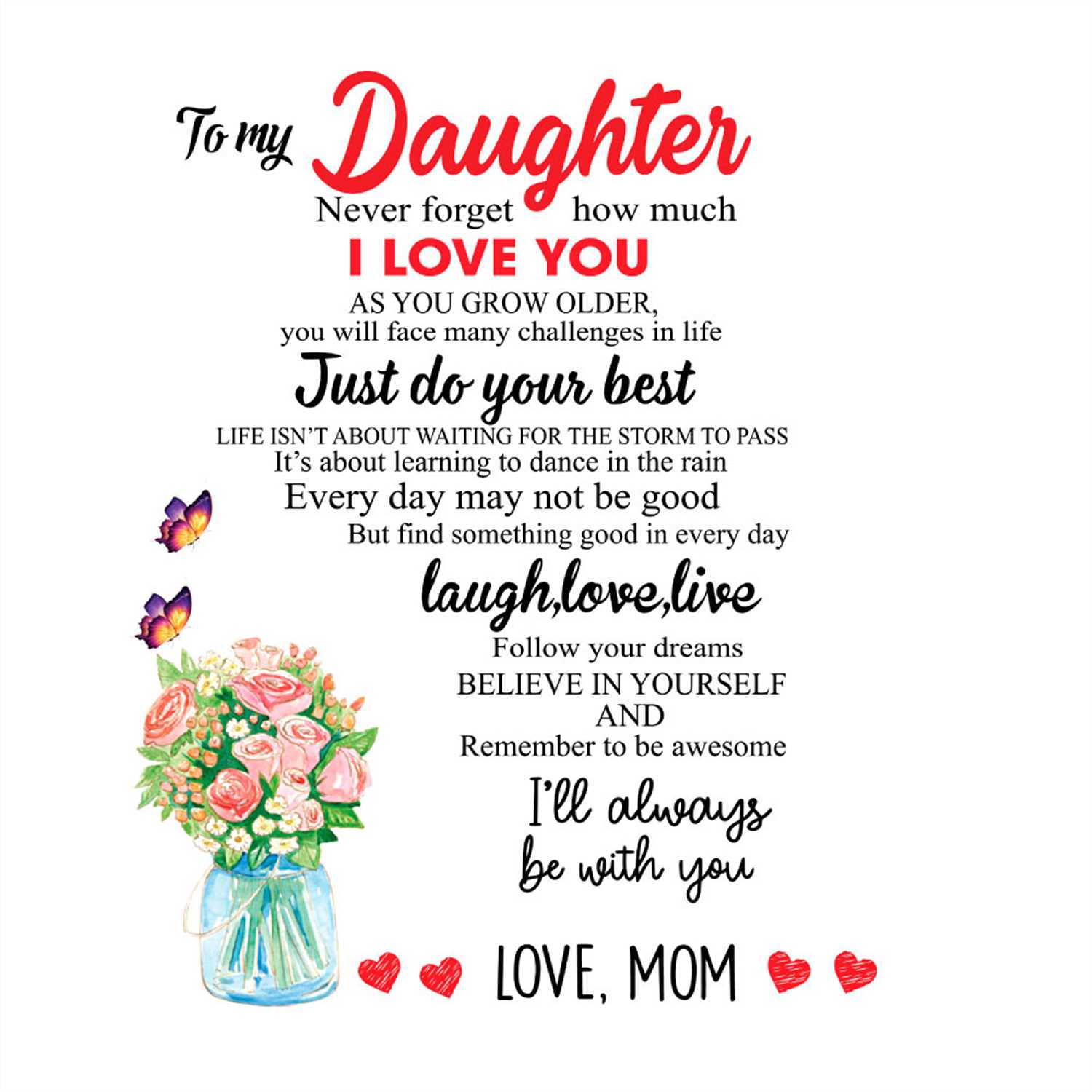 To My Daughter Never Forget How Much I Love You PNG Sublimat | Inspire ...
