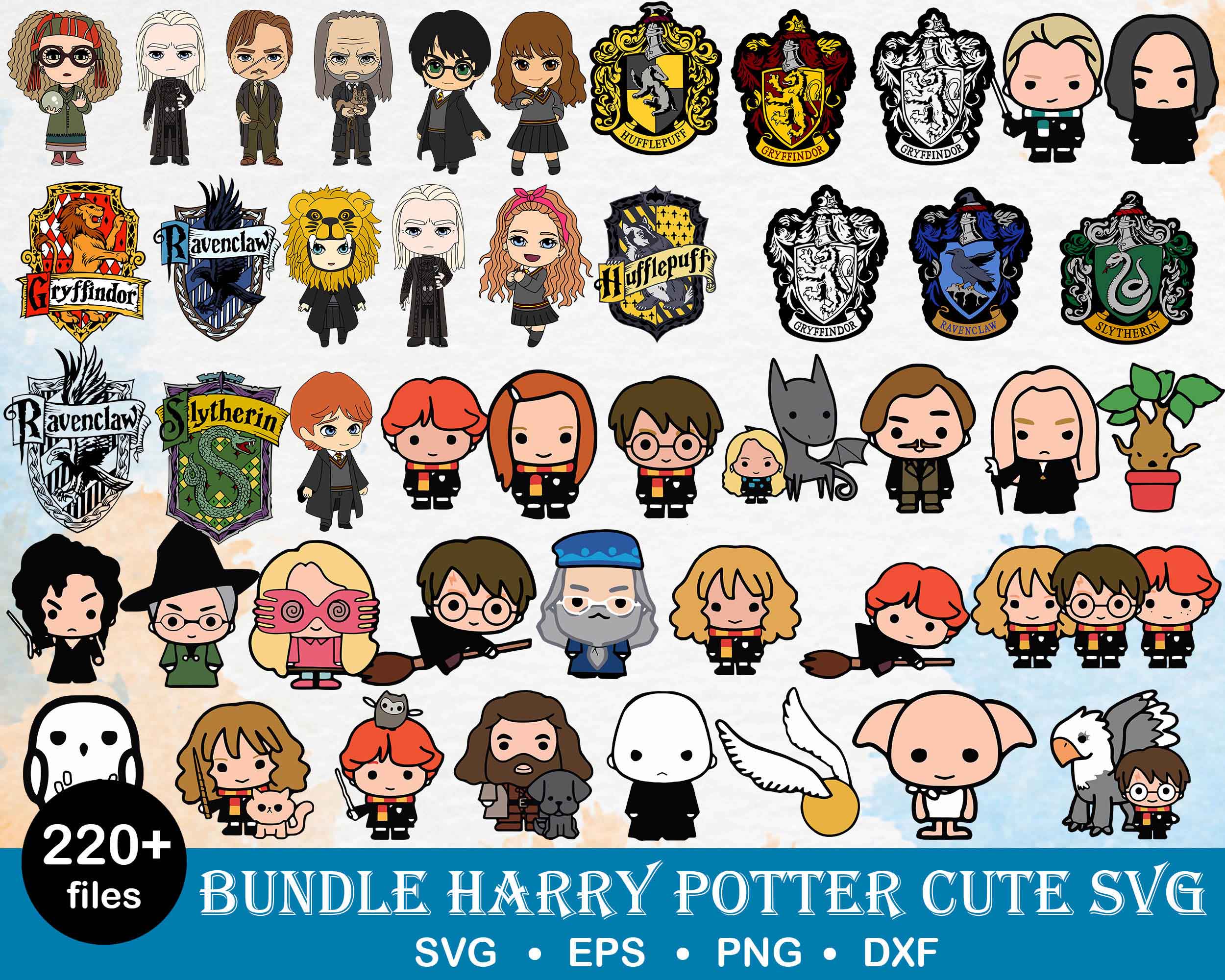 Harry Potter cute bundle svg, png, dxf, eps, cute wizard svg | Inspire ...