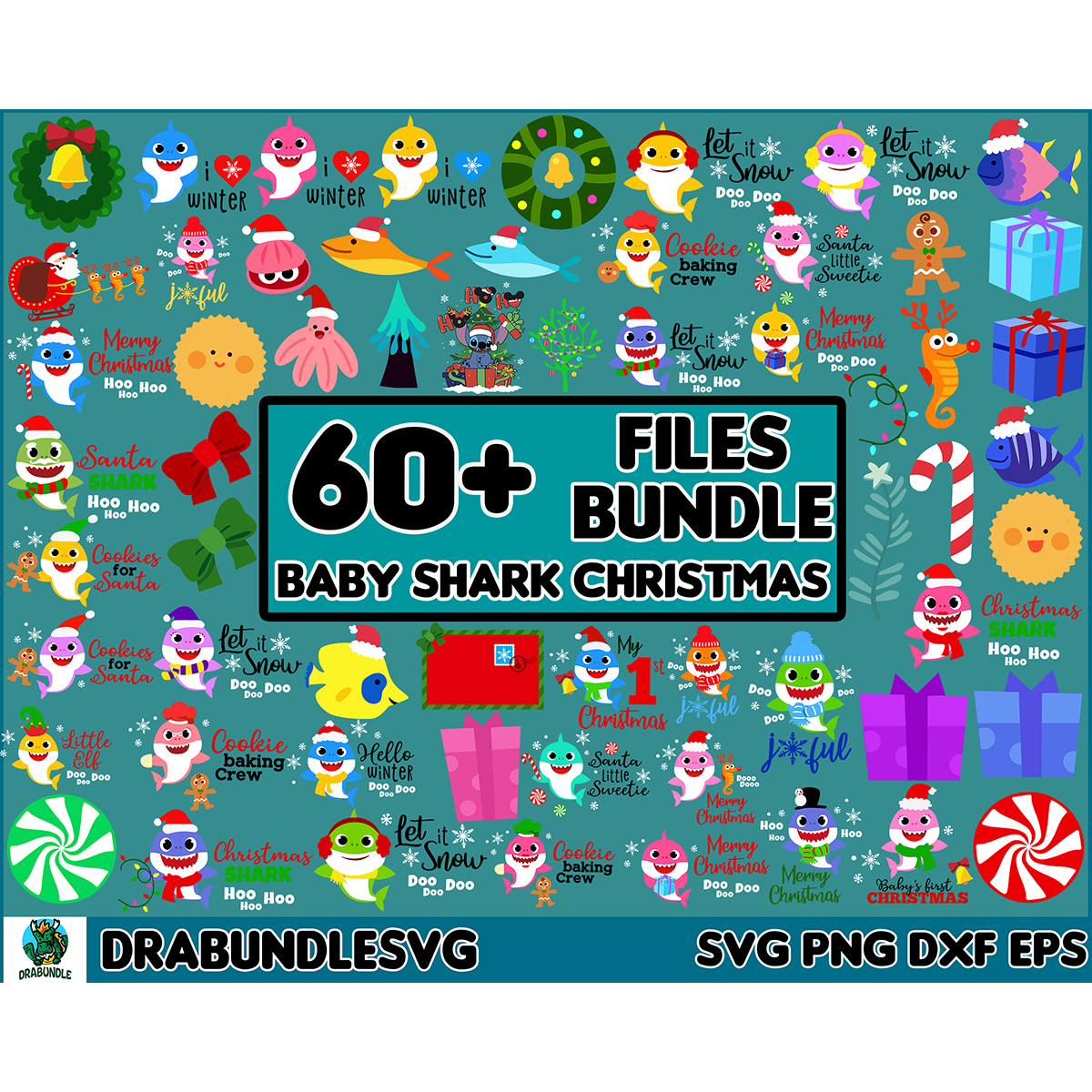 60 Christmas Svg Bundle Baby Shark Svg, Dodo Shark Svg, Dadd - Inspire  Uplift