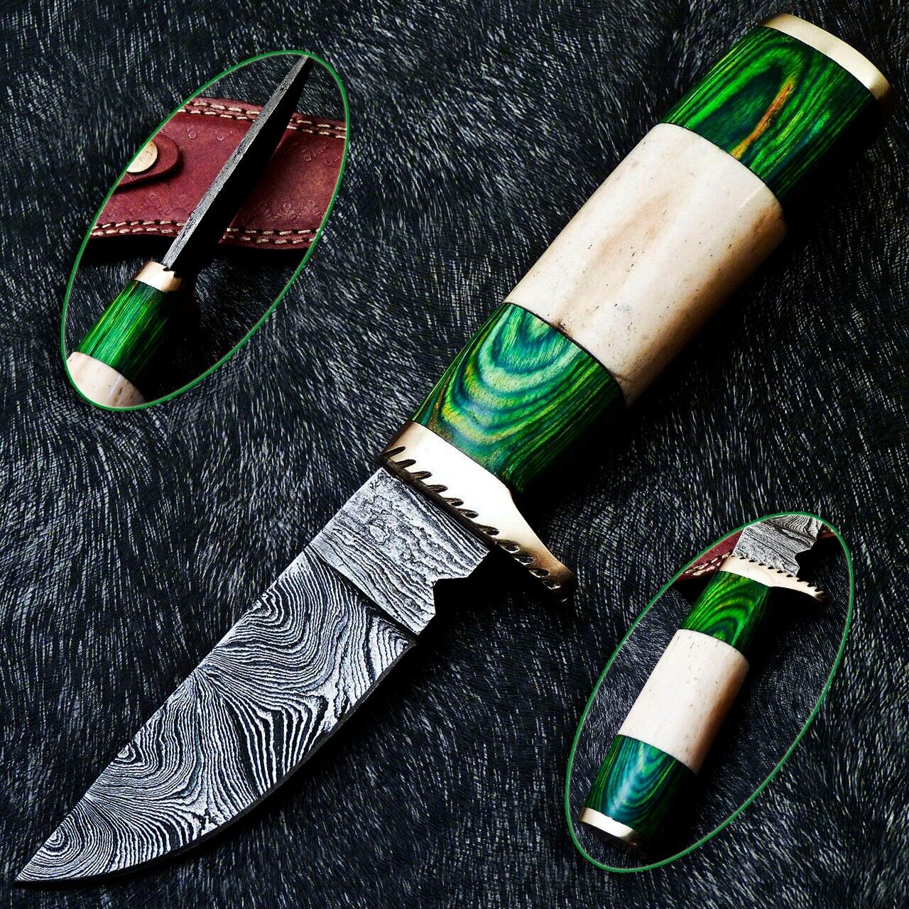Hand Damascus Full Tang Bowie Hunting Knife for Campi Inspire Uplift