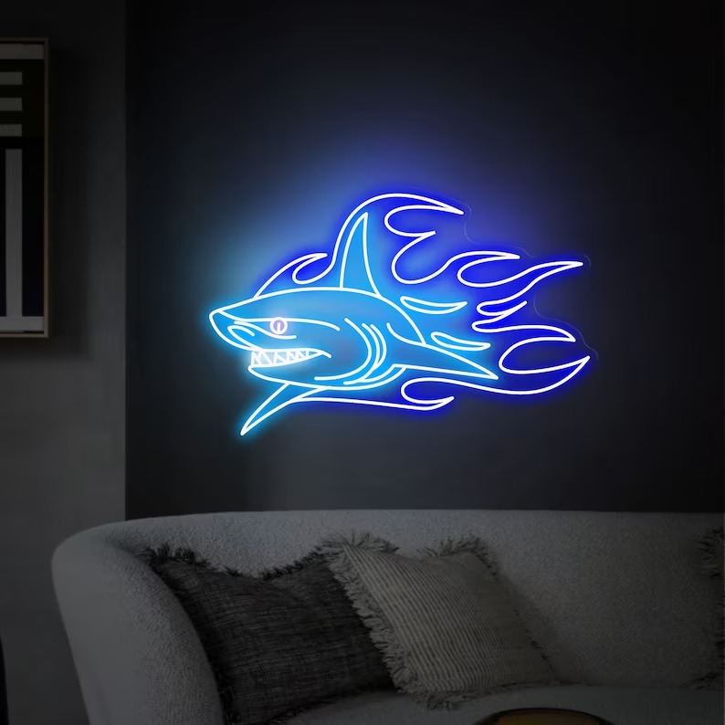 Shark Neon Sign custom Size and Color Neon Lights Decor Game Inspire