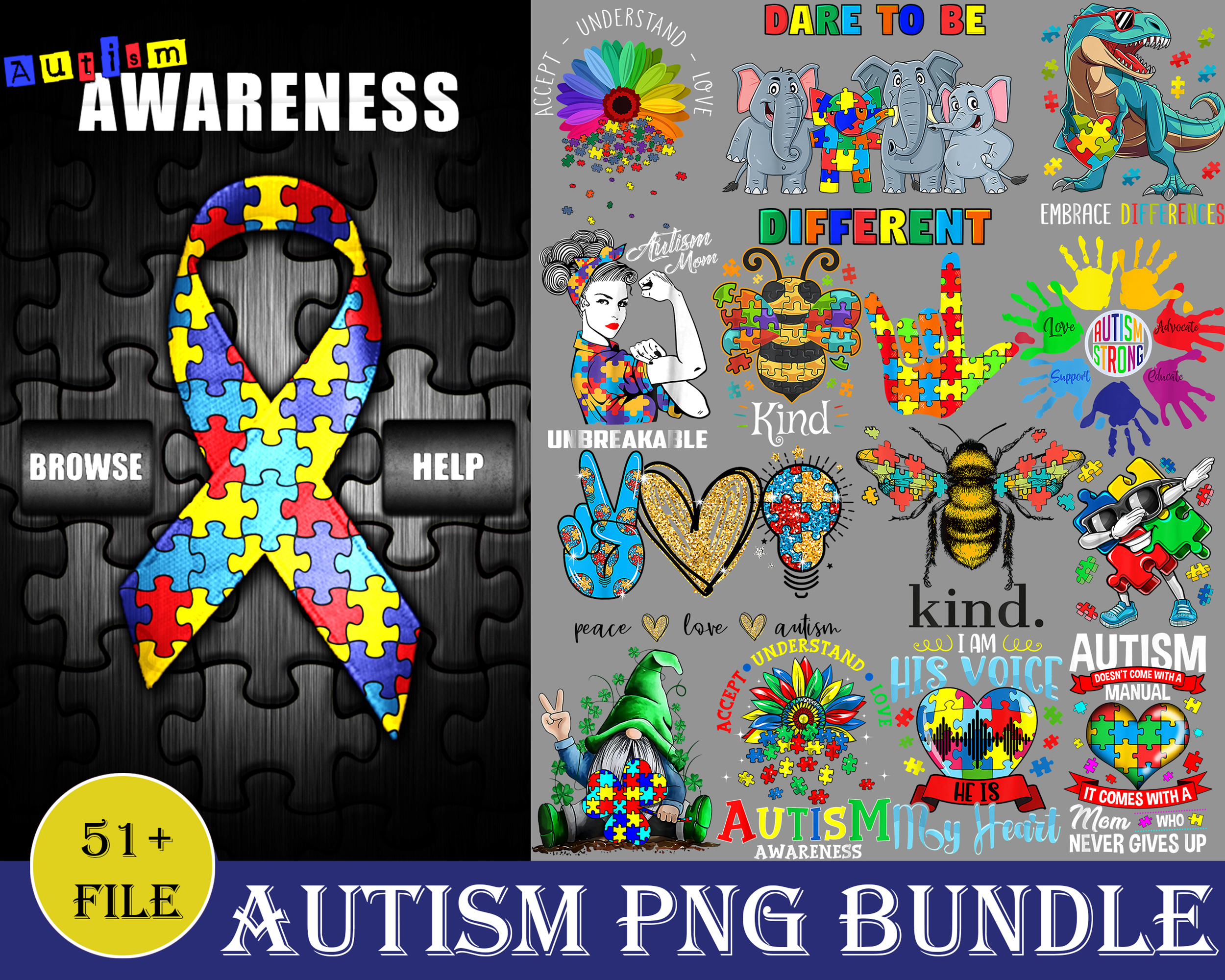 Autism png BUNDLE| Autism Puzzle png| Autism Awareness Day p | Inspire ...
