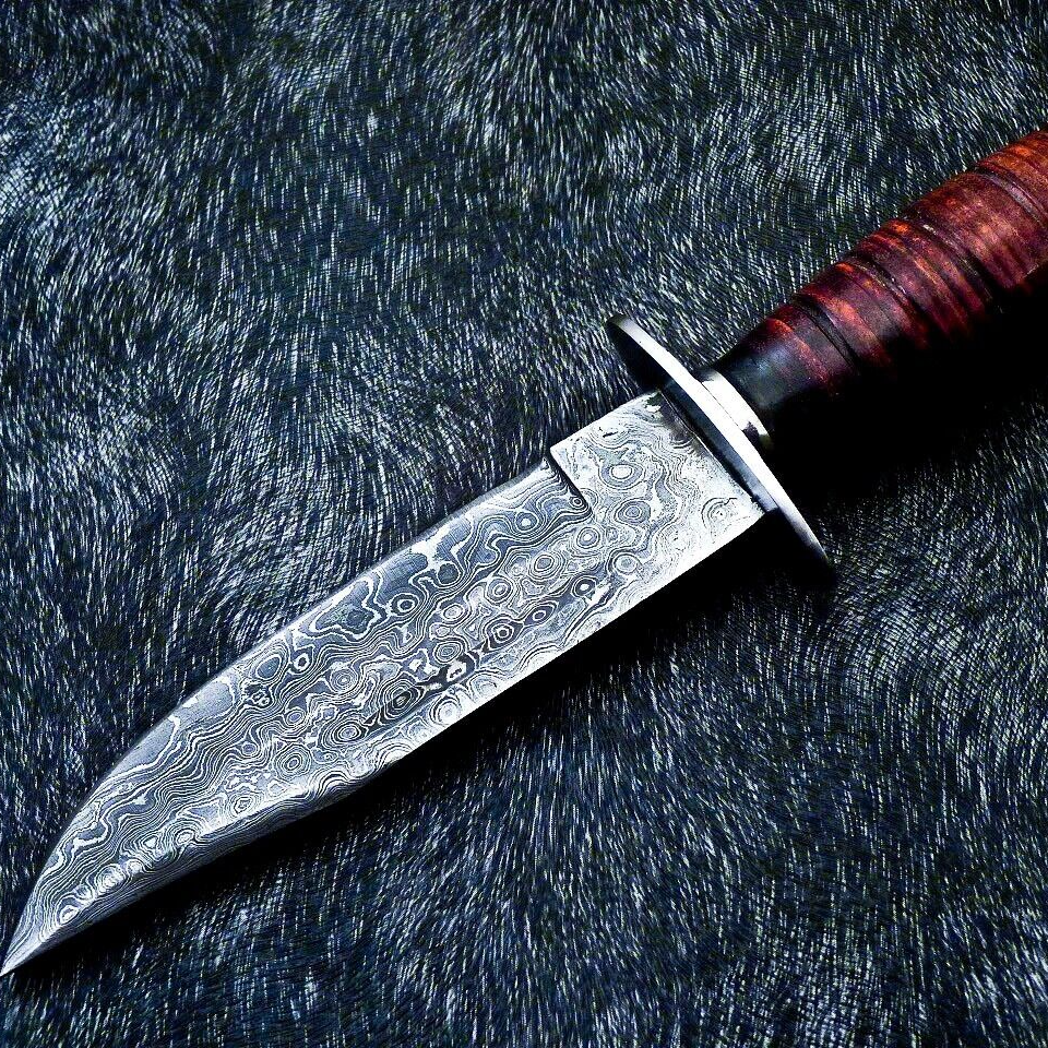 Damascus Full Tang Bowie Hunting Knife Blade With Leather Sh Inspire Uplift