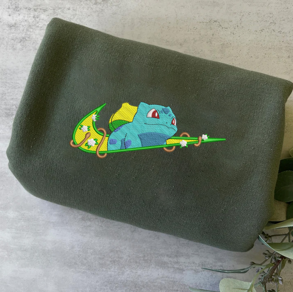Bulbasaur Nike Embroidered Crewneck, Pokemon Embroidered Swe Inspire