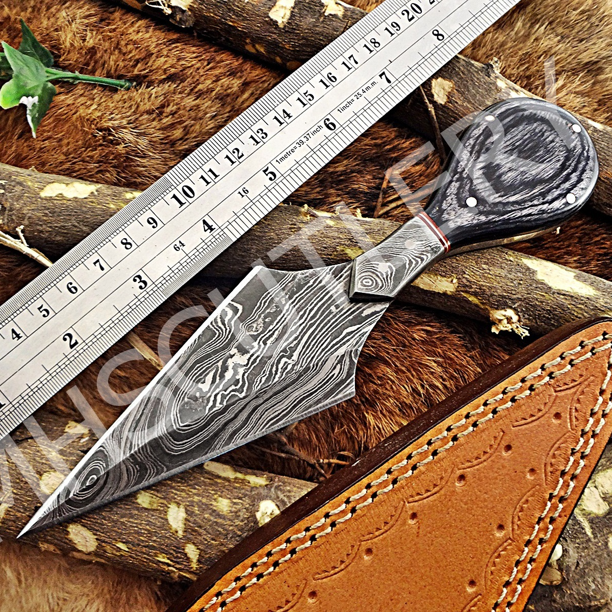Custom Handmade Damascus Steel Dagger Knife With Wood Handle - Inspire ...