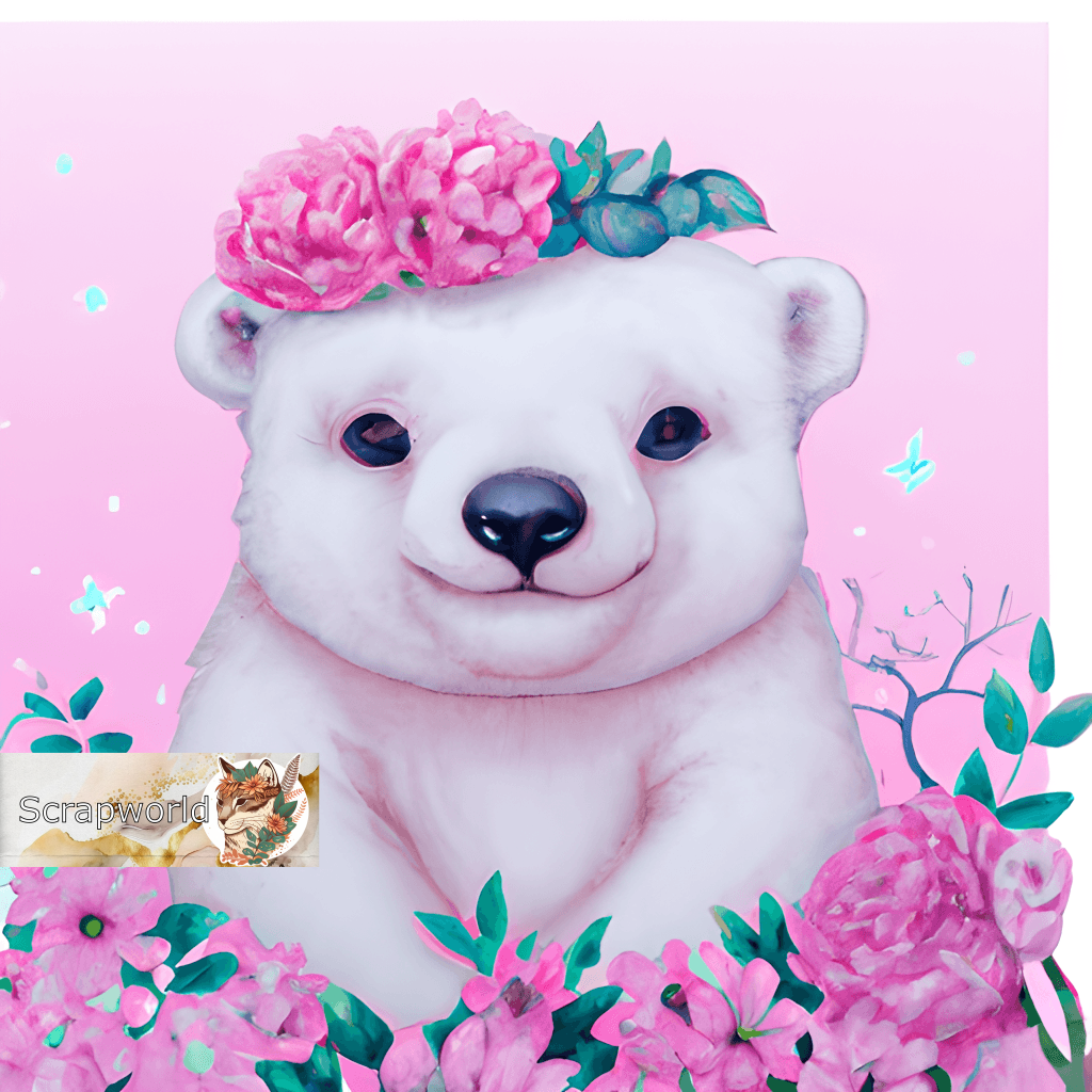 White bear illustration with pink flowers-7 | Inspire Uplift
