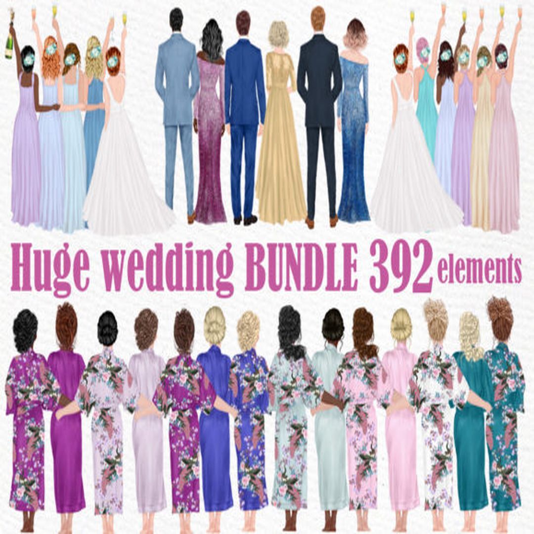 HUGE WEDDING BUNDLE Wedding Clipart | Inspire Uplift