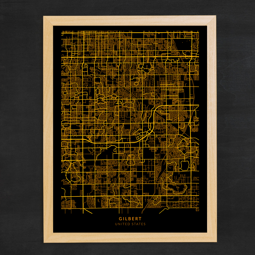 Gilbert City Map, City of Gilbert, United States Map Poster Inspire