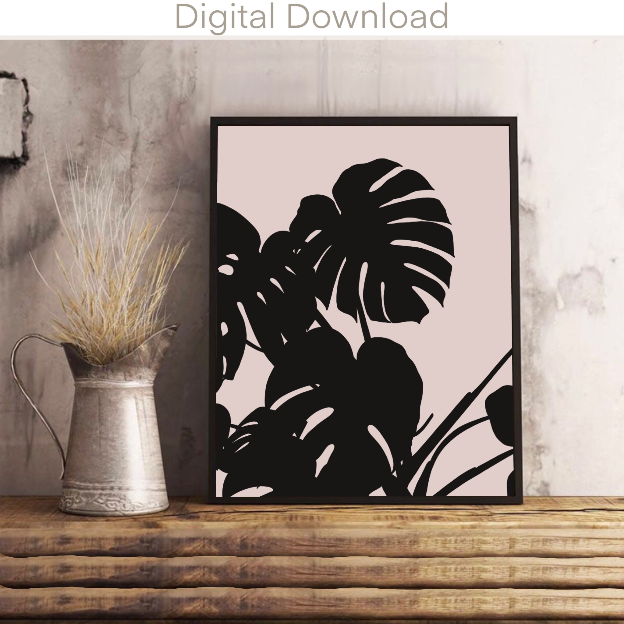 Printable wall art minimalist, Monstera wall art printable, - Inspire ...