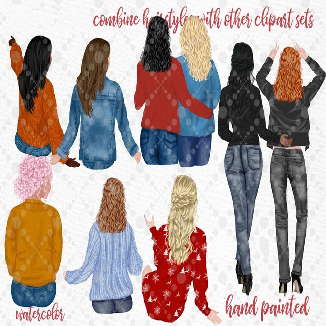 Hairstyles clipart: "GIRLS CLIPART" Custom hairstyles Long h | Inspire ...